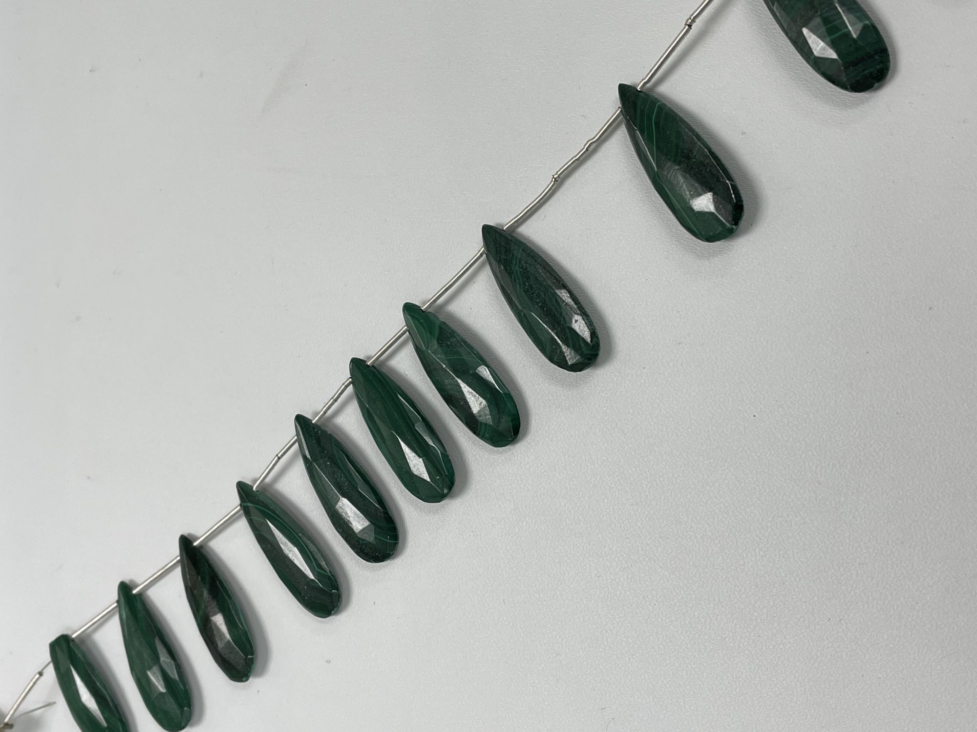 Malachite Long Pear Faceted