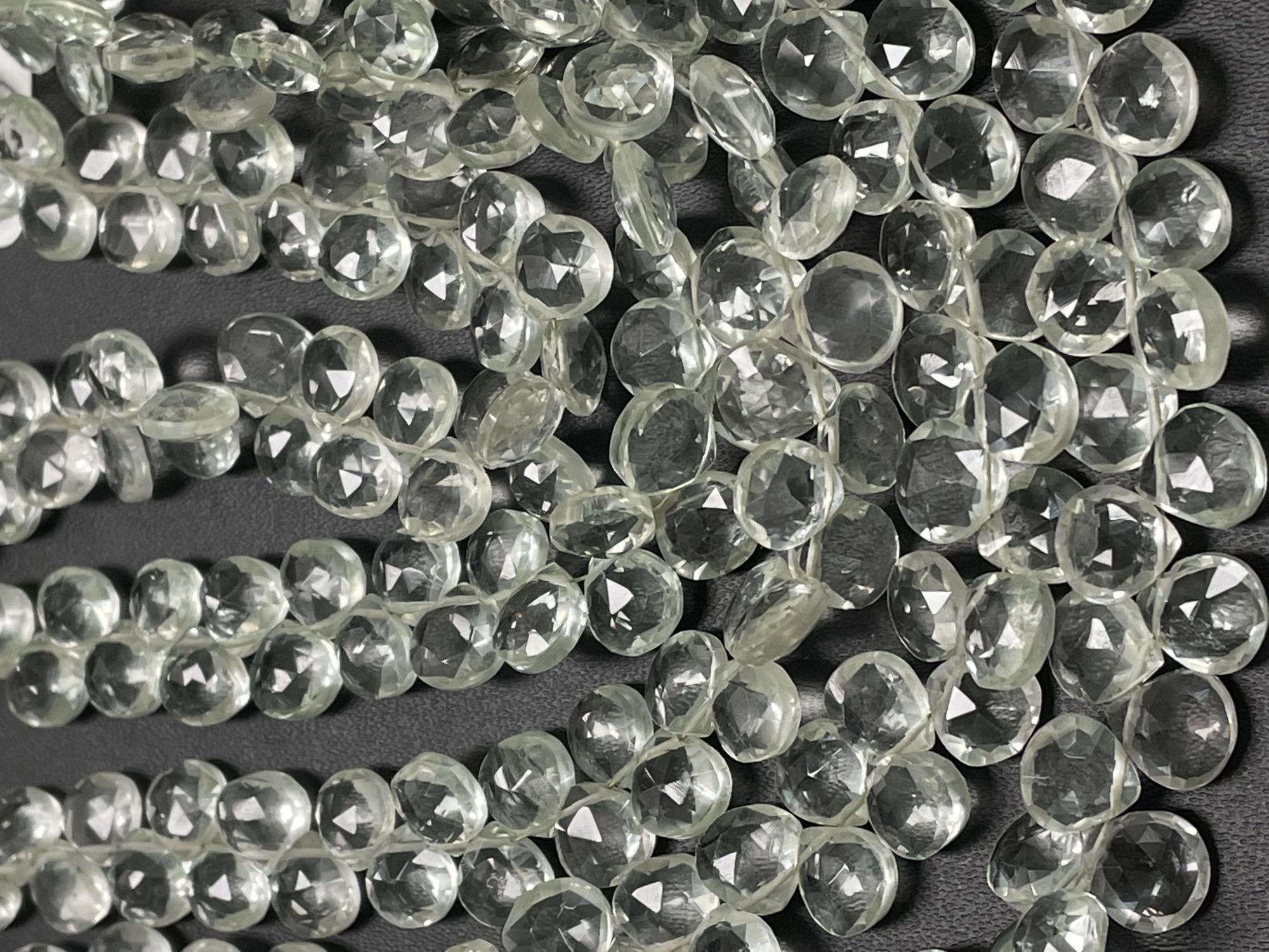 Green Amethyst Hearts Faceted