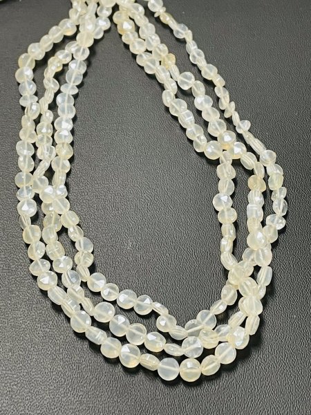 Pearl White Chalcedony Coin Faceted