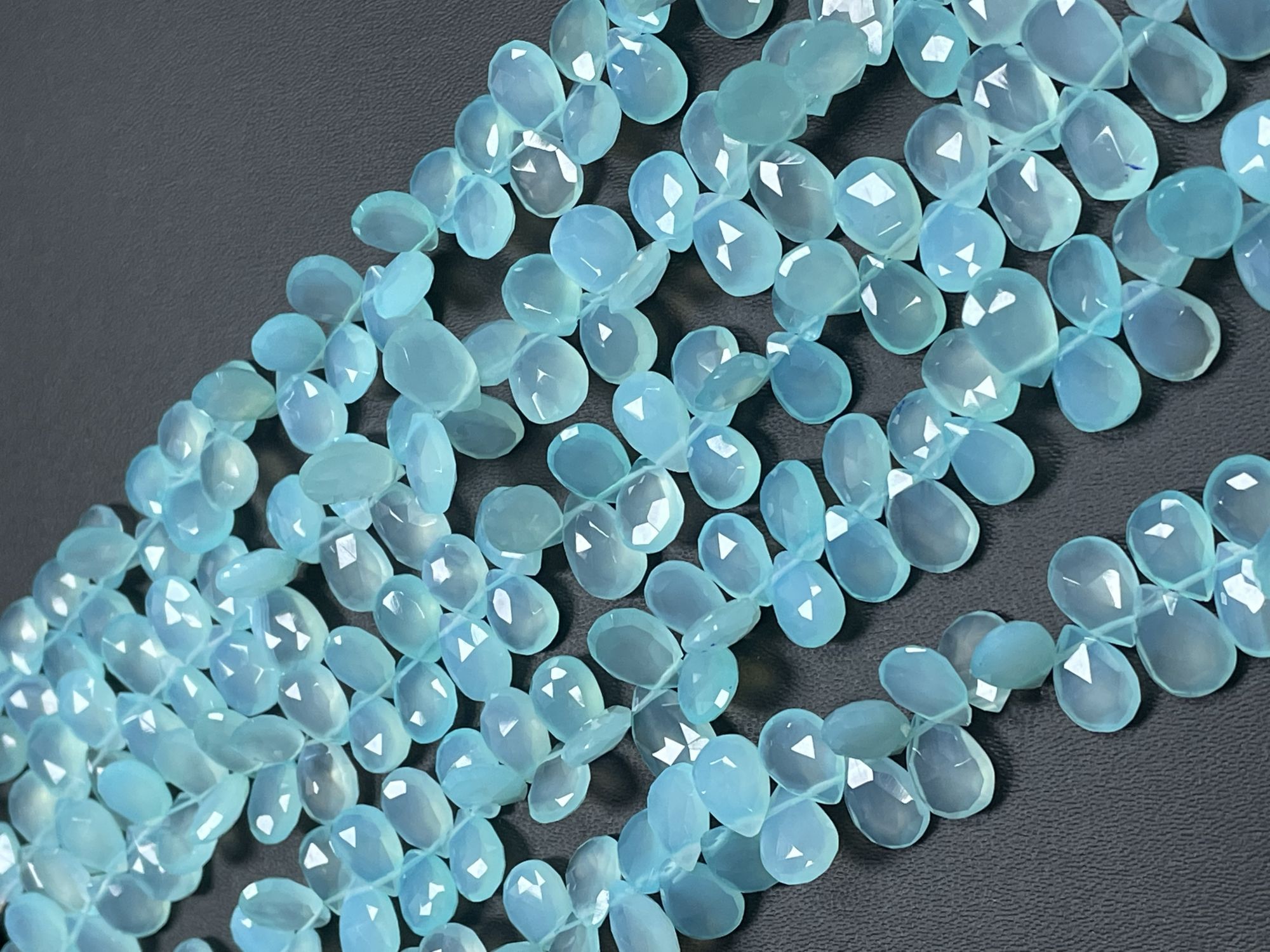 Aqua Chalcedony Pear Faceted