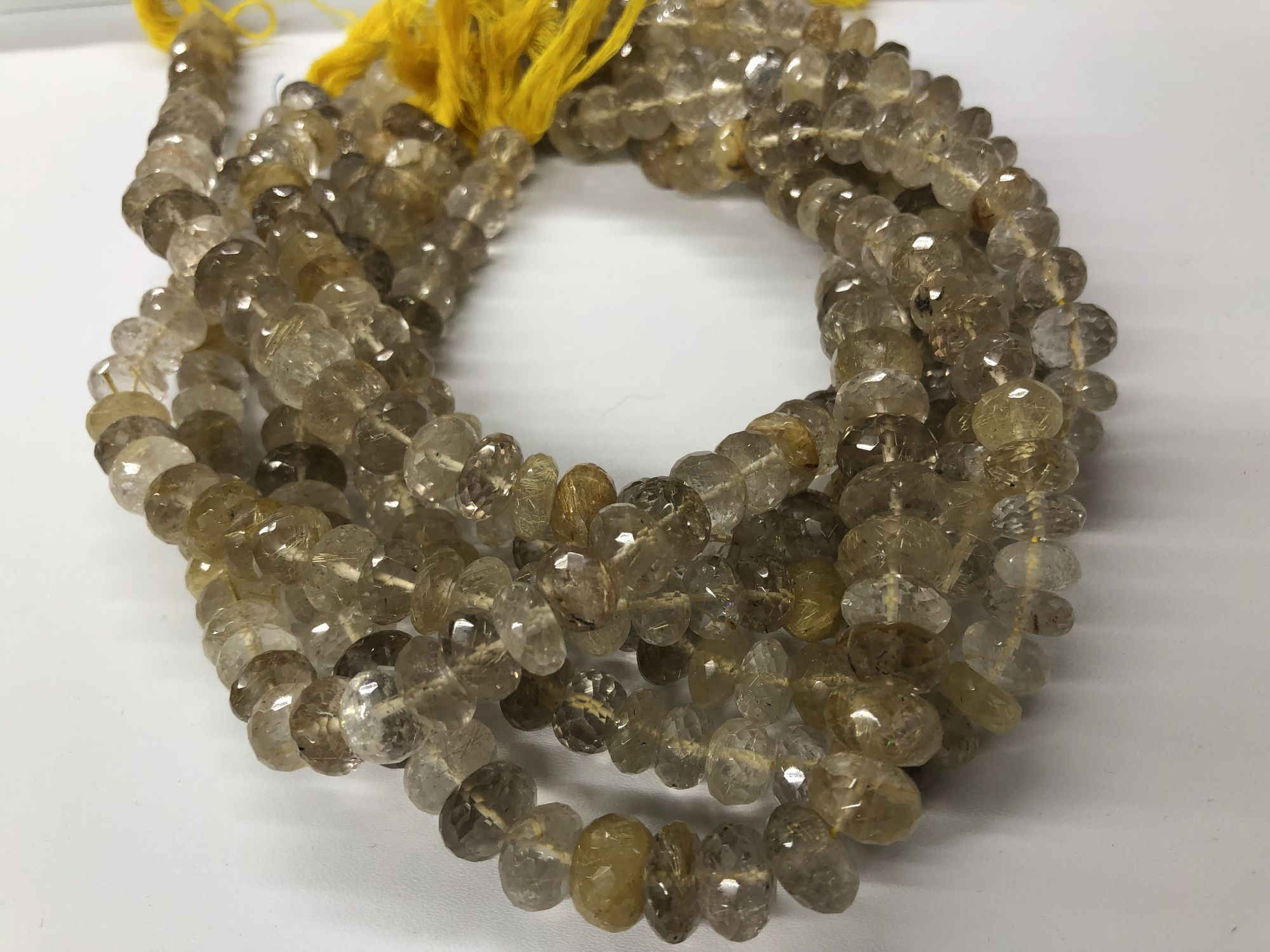 Golden Rutilated Quartz Rondelles Faceted