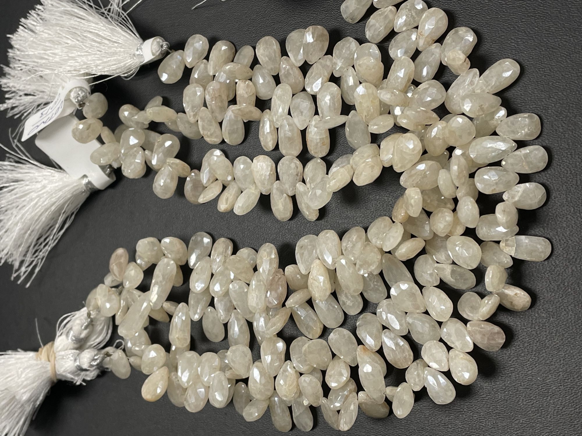 Pearl White Silverite Pear Faceted