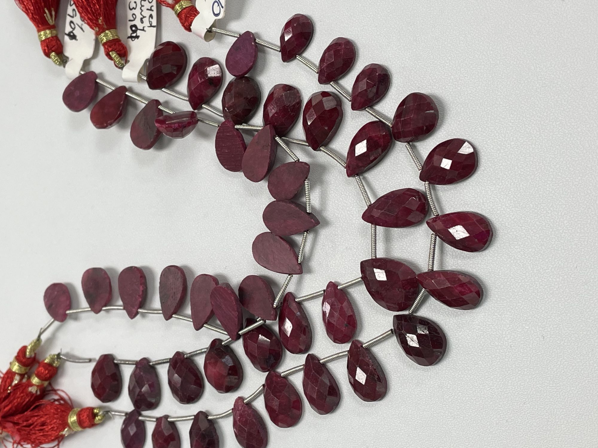 Dyed Ruby One Side Flat Pear Faceted
