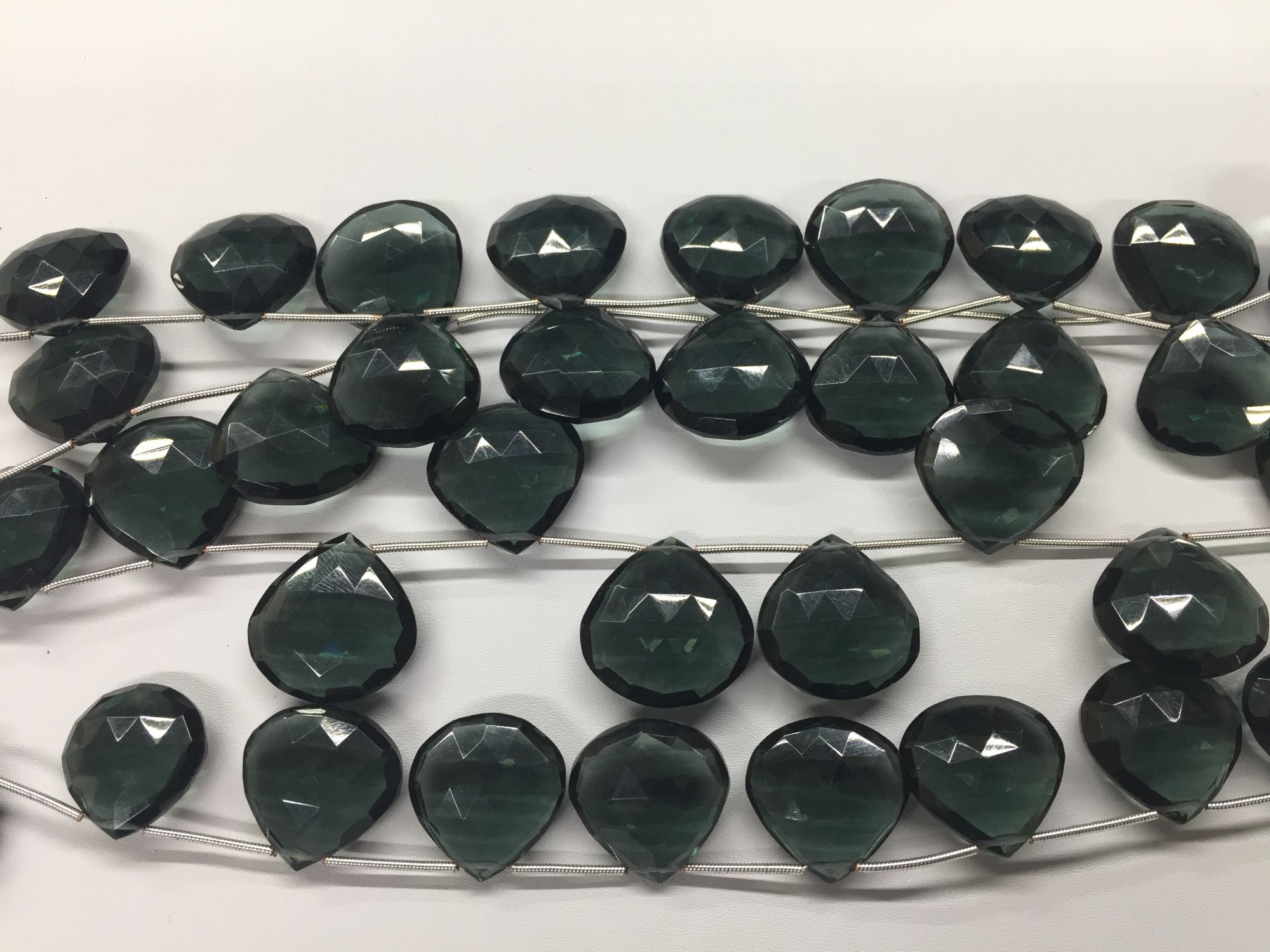 Grey Hydro Quartz Hearts Faceted