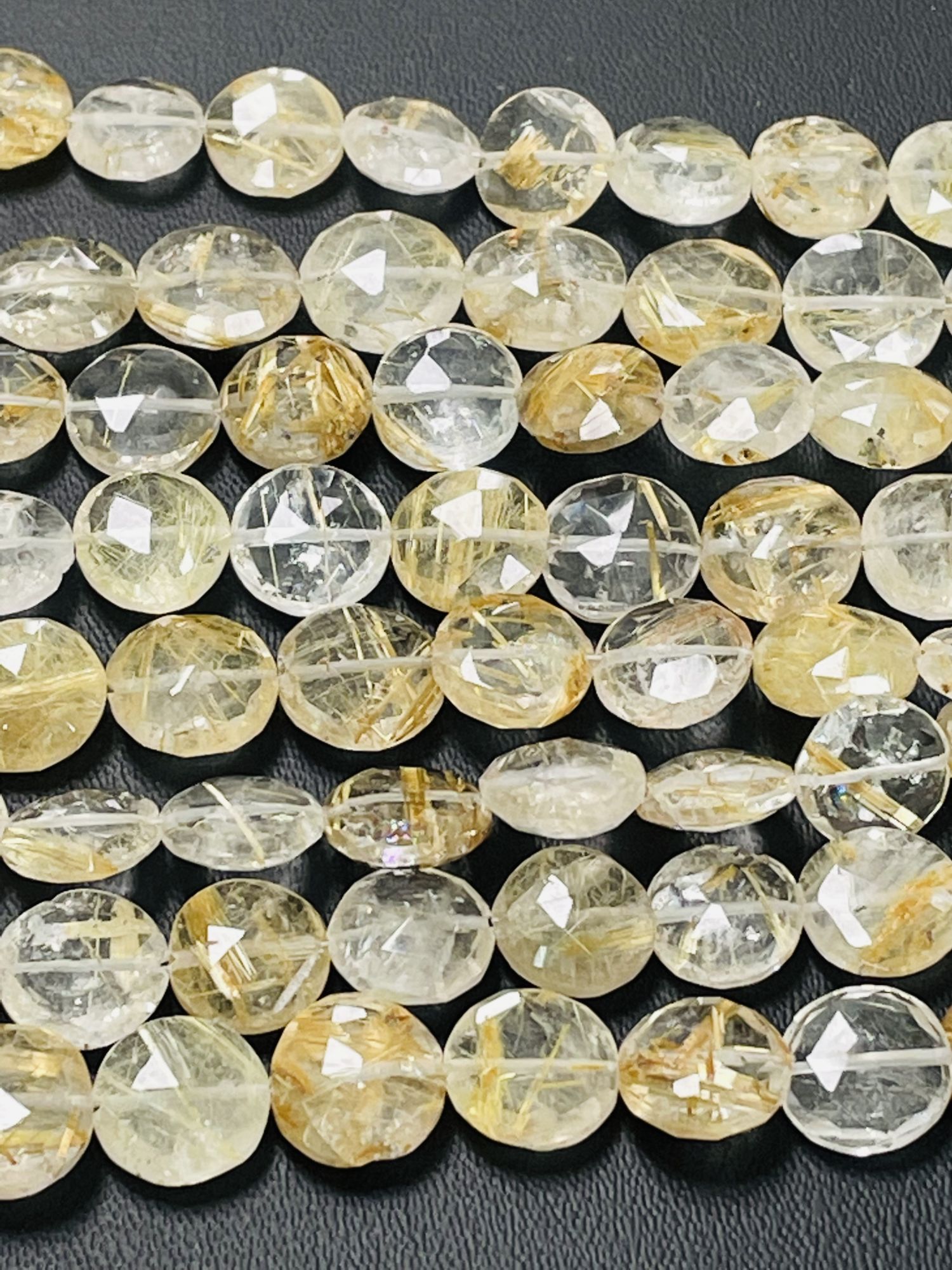 Golden Rutilated Quartz Coin Faceted