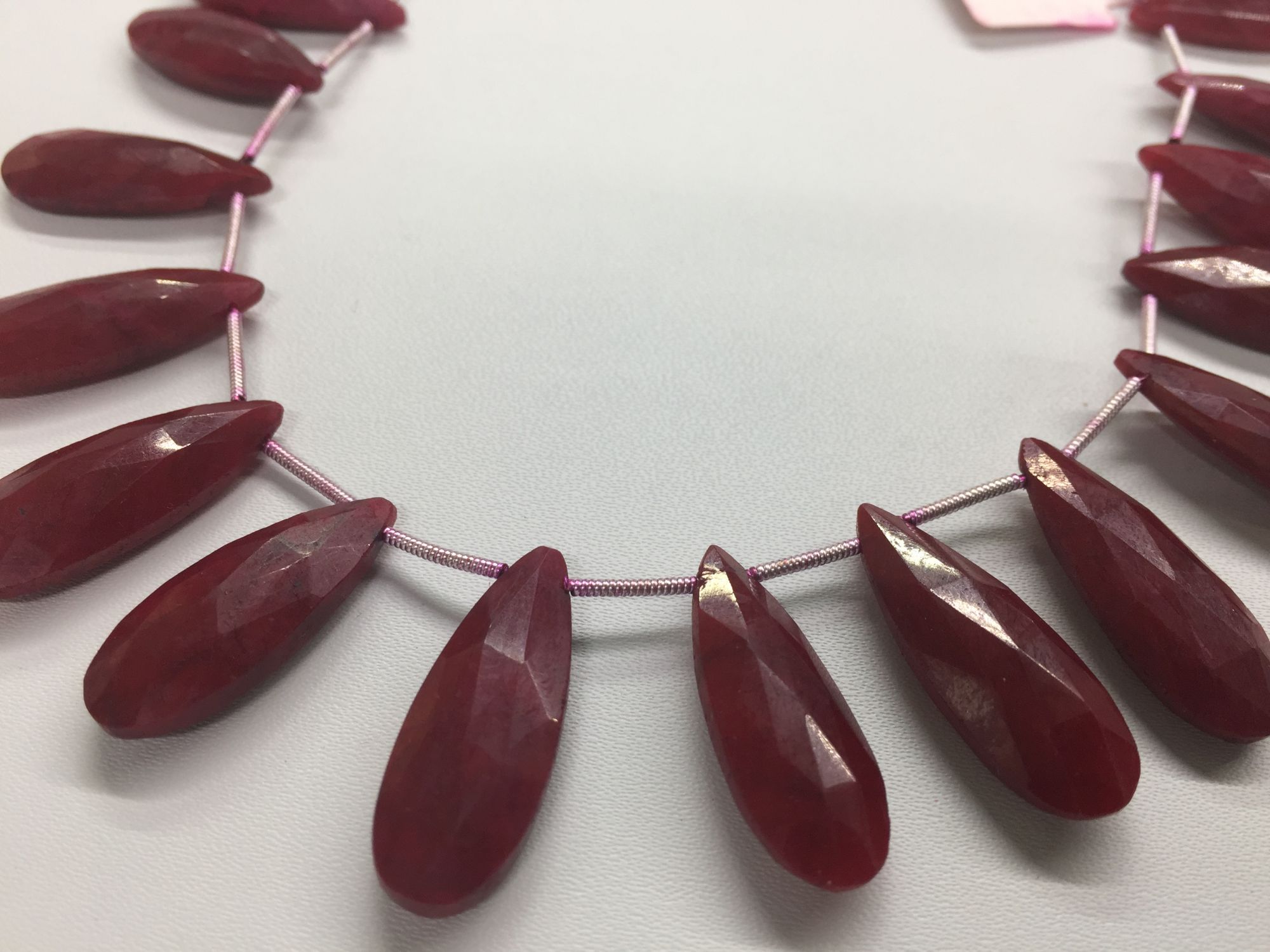 Ruby Long Pear Faceted