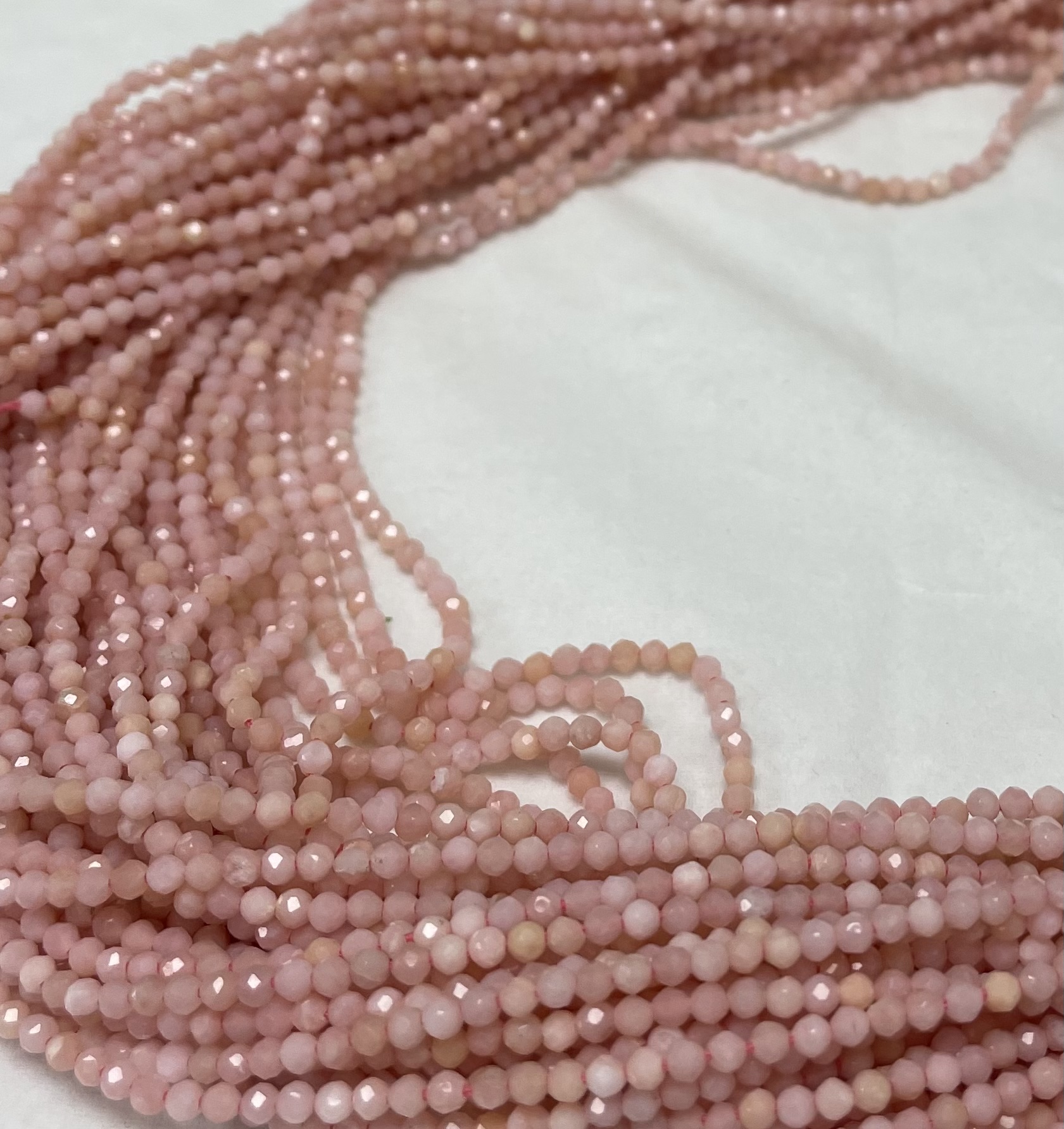 Light Pink Opal Rondelles Faceted