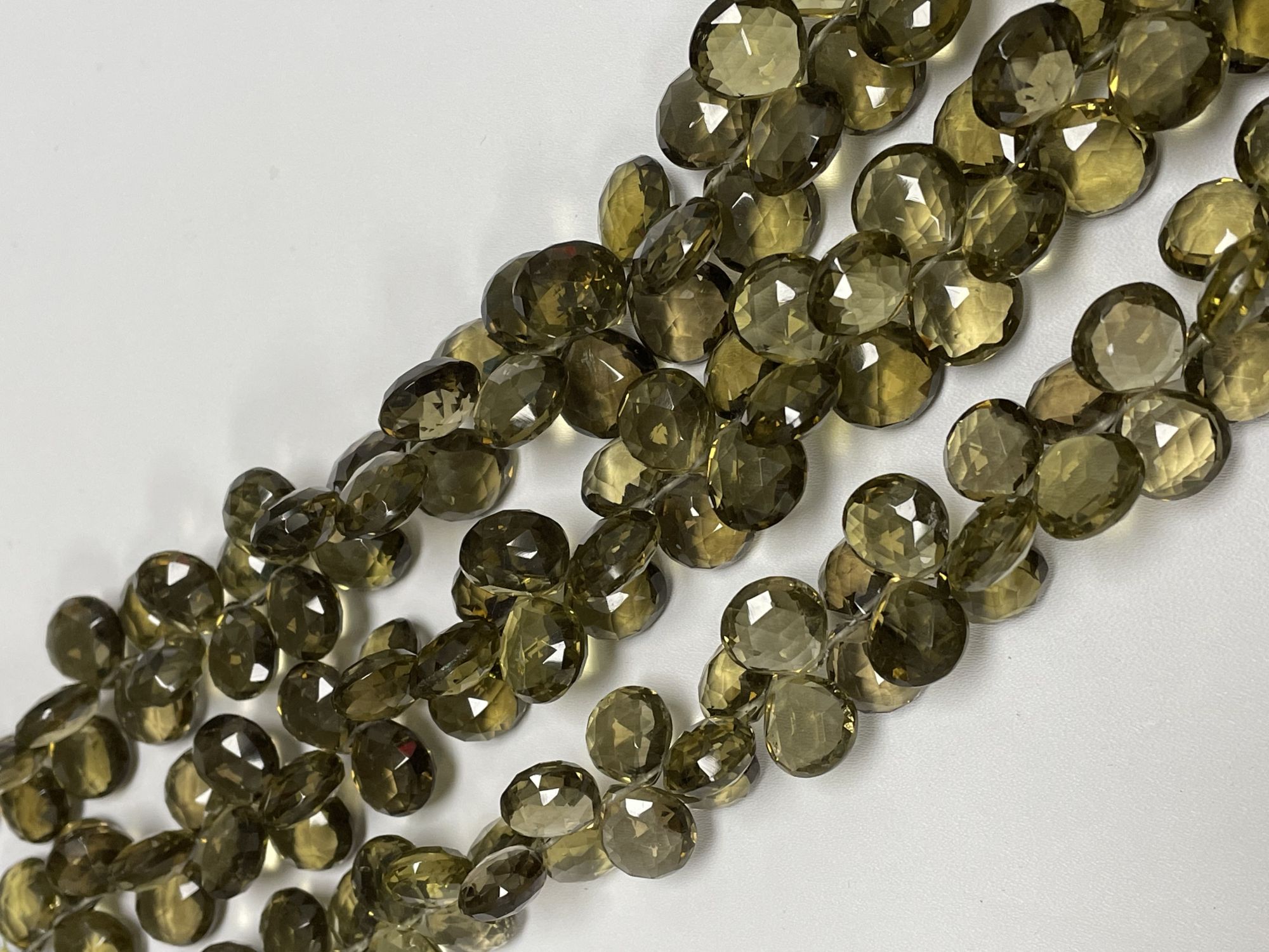 Olive Quartz Heart Faceted