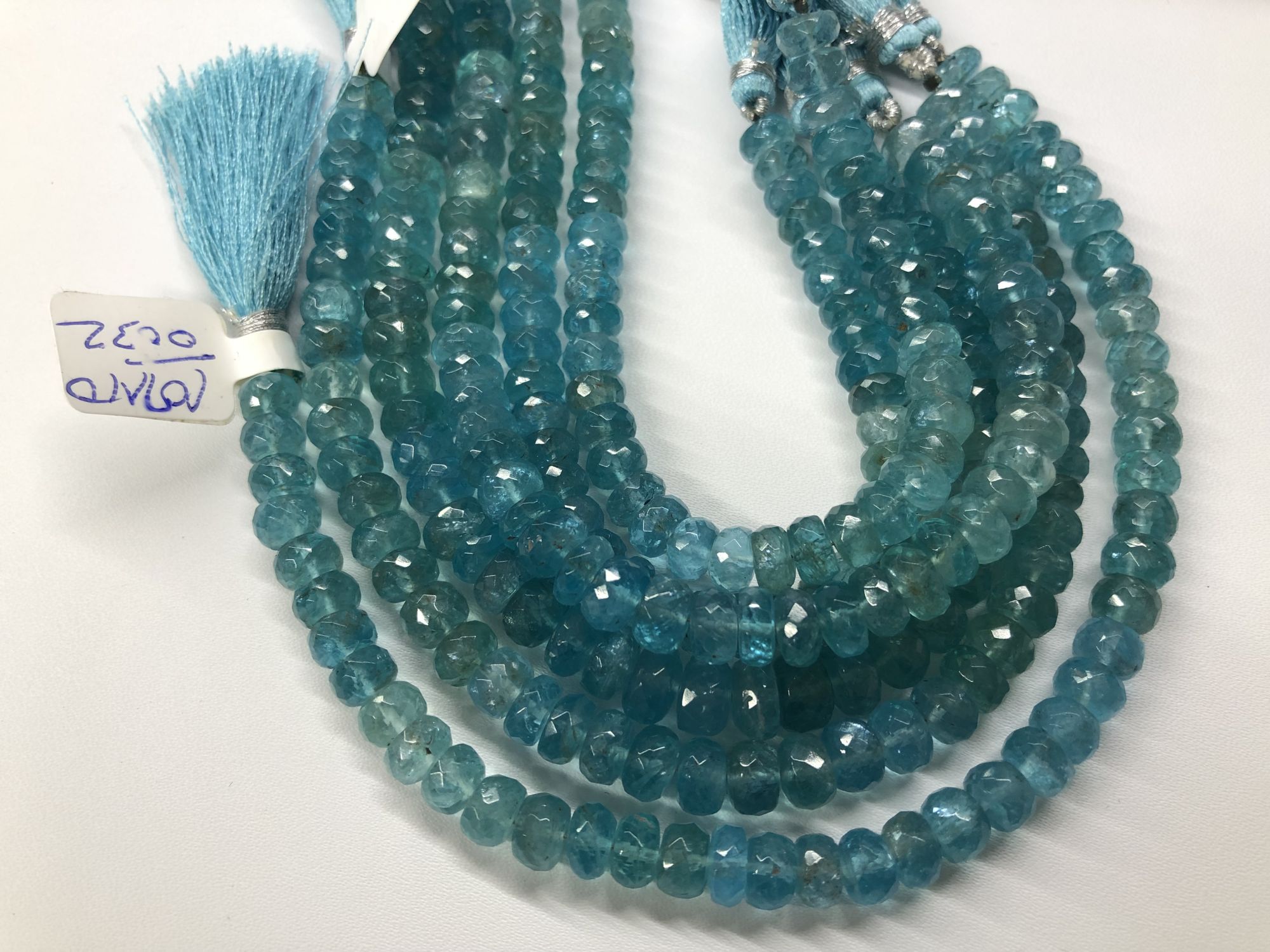 Sea-Green Apatite Rondelles Faceted