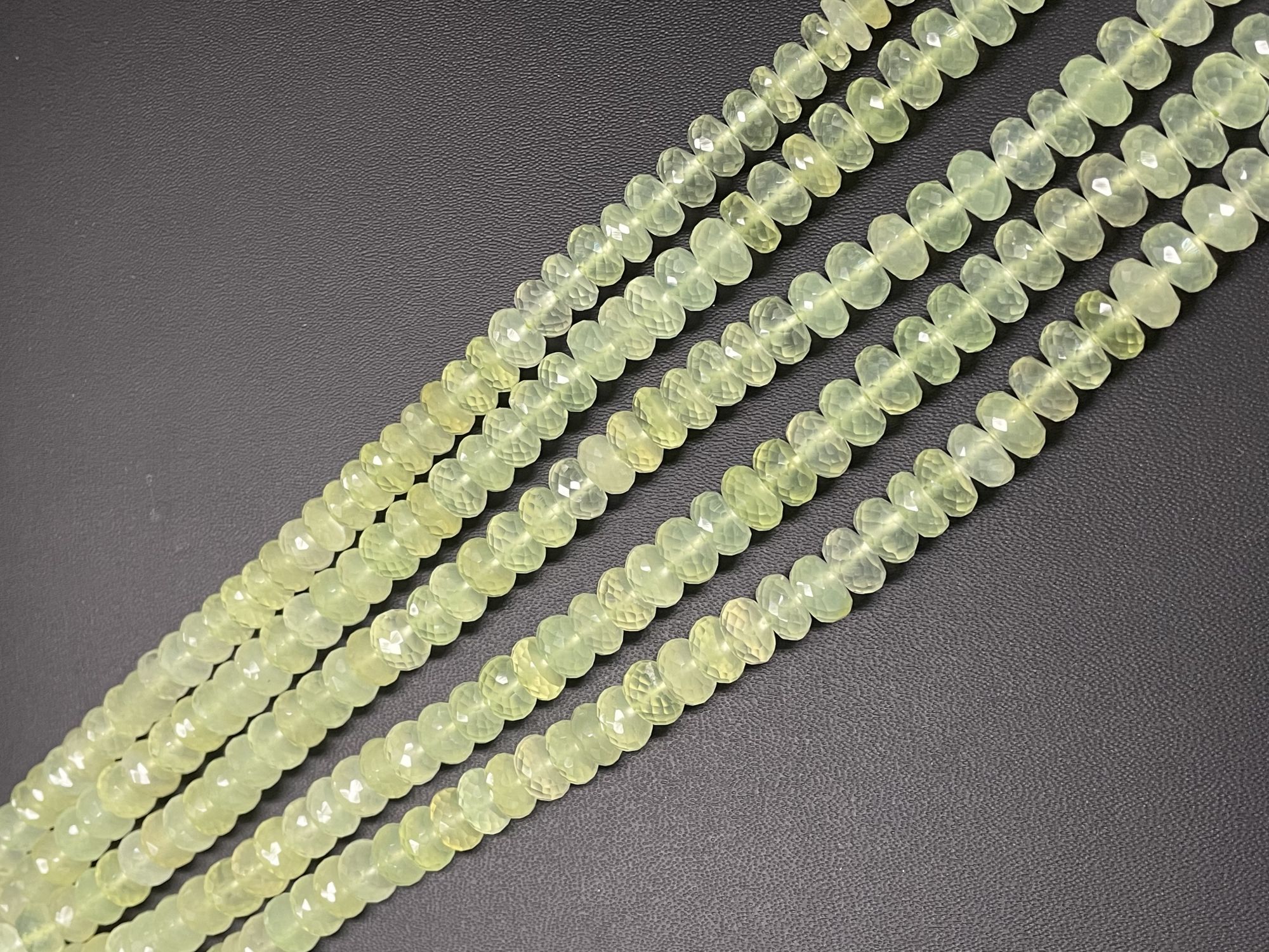 Green Chalcedony Rondelles Faceted