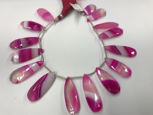 -Lace Agate Long Pears Faceted