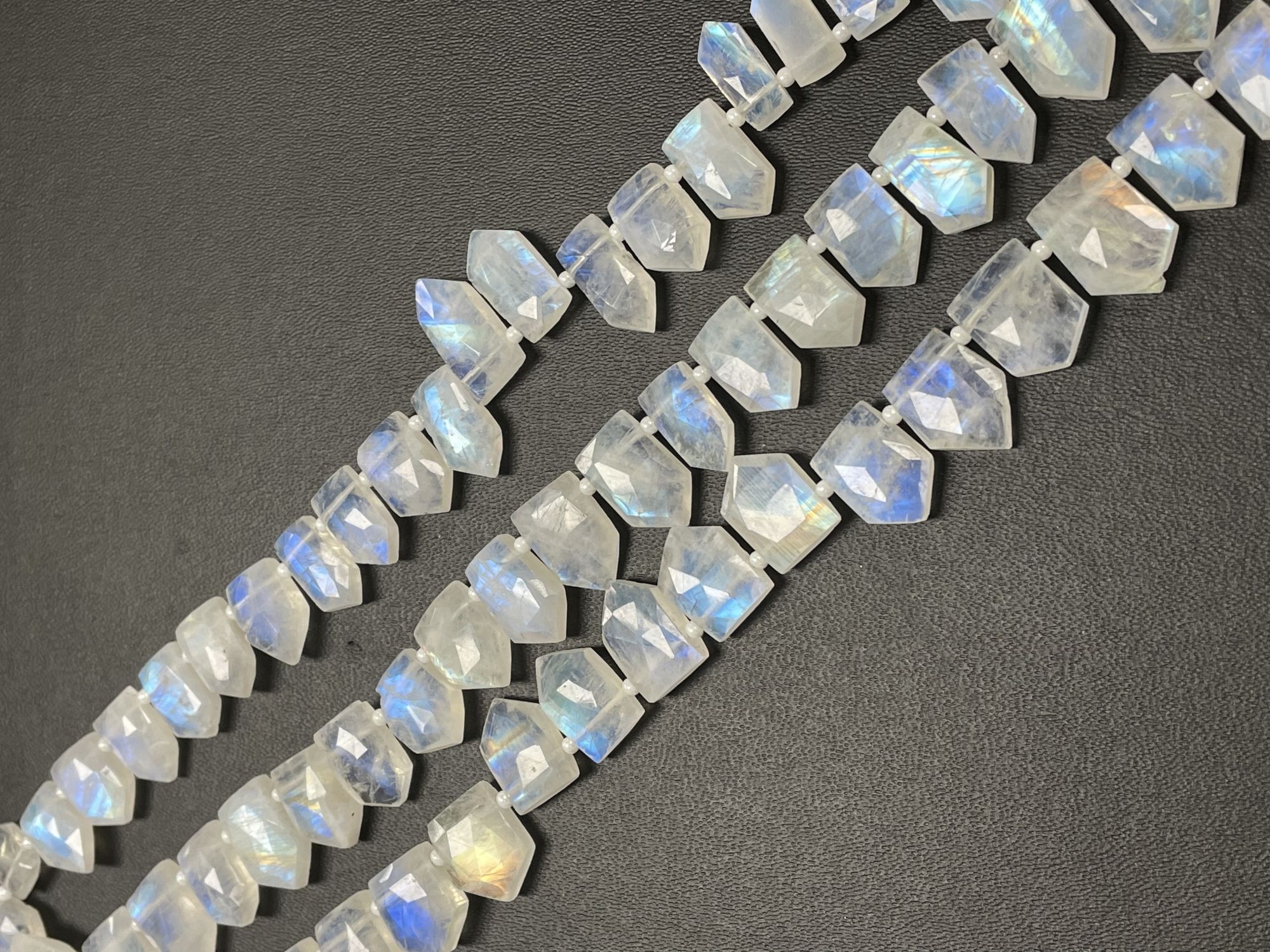 Rainbow Moonstone Fan Cut Faceted