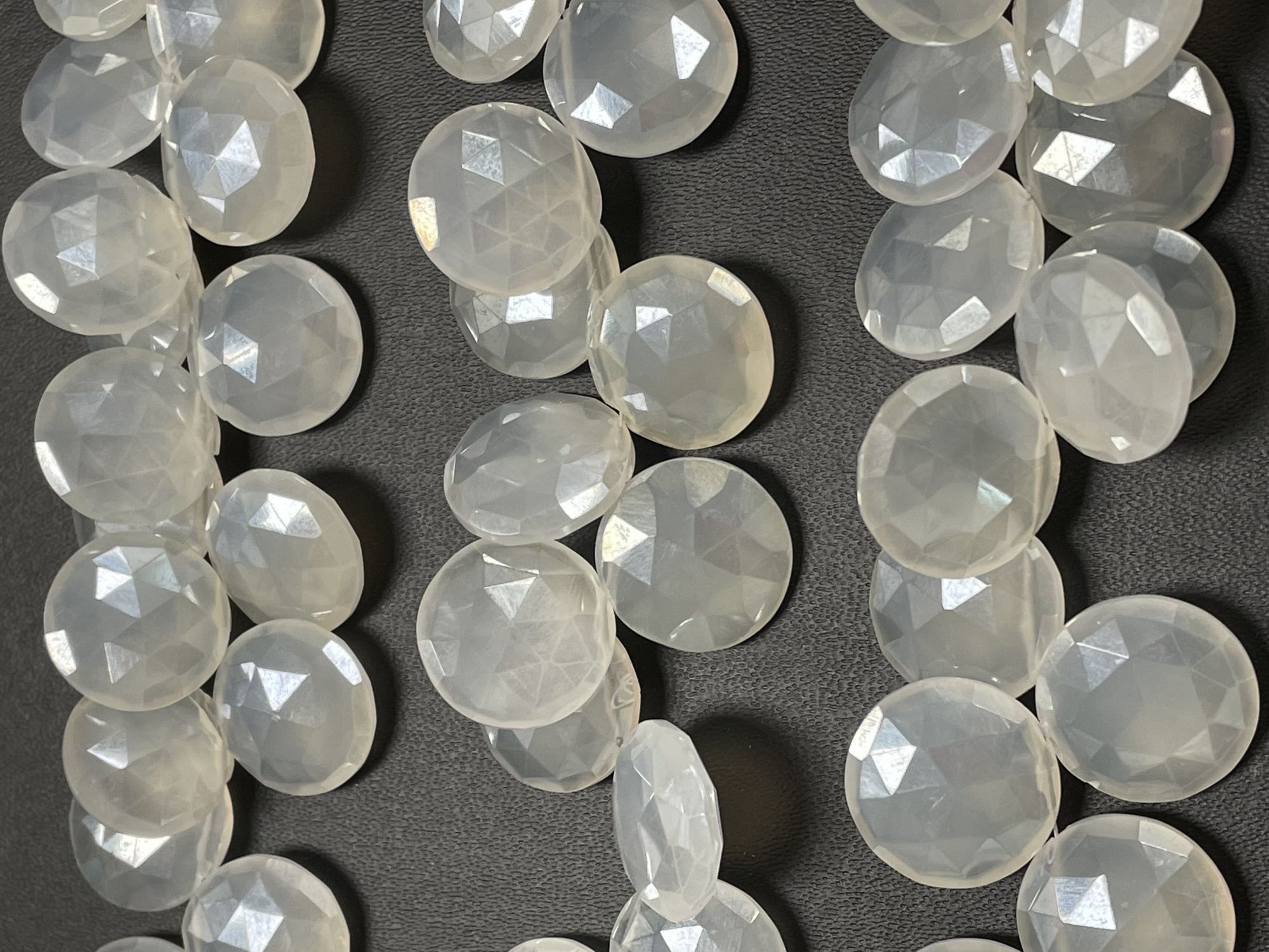 Coated Pearl White Chalcedony Coins Faceted