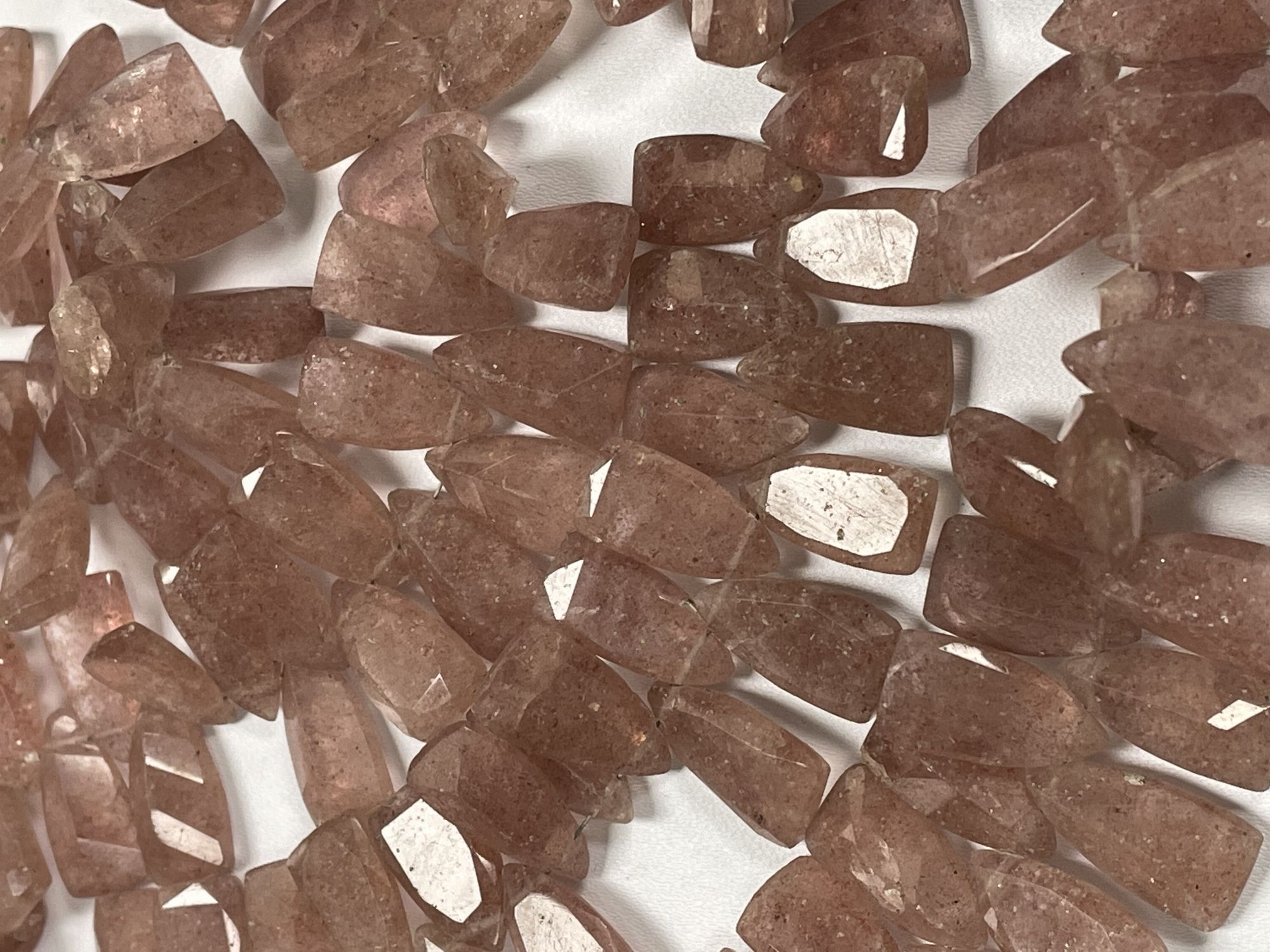 Pink Strawberry Quartz Fan Cut Faceted