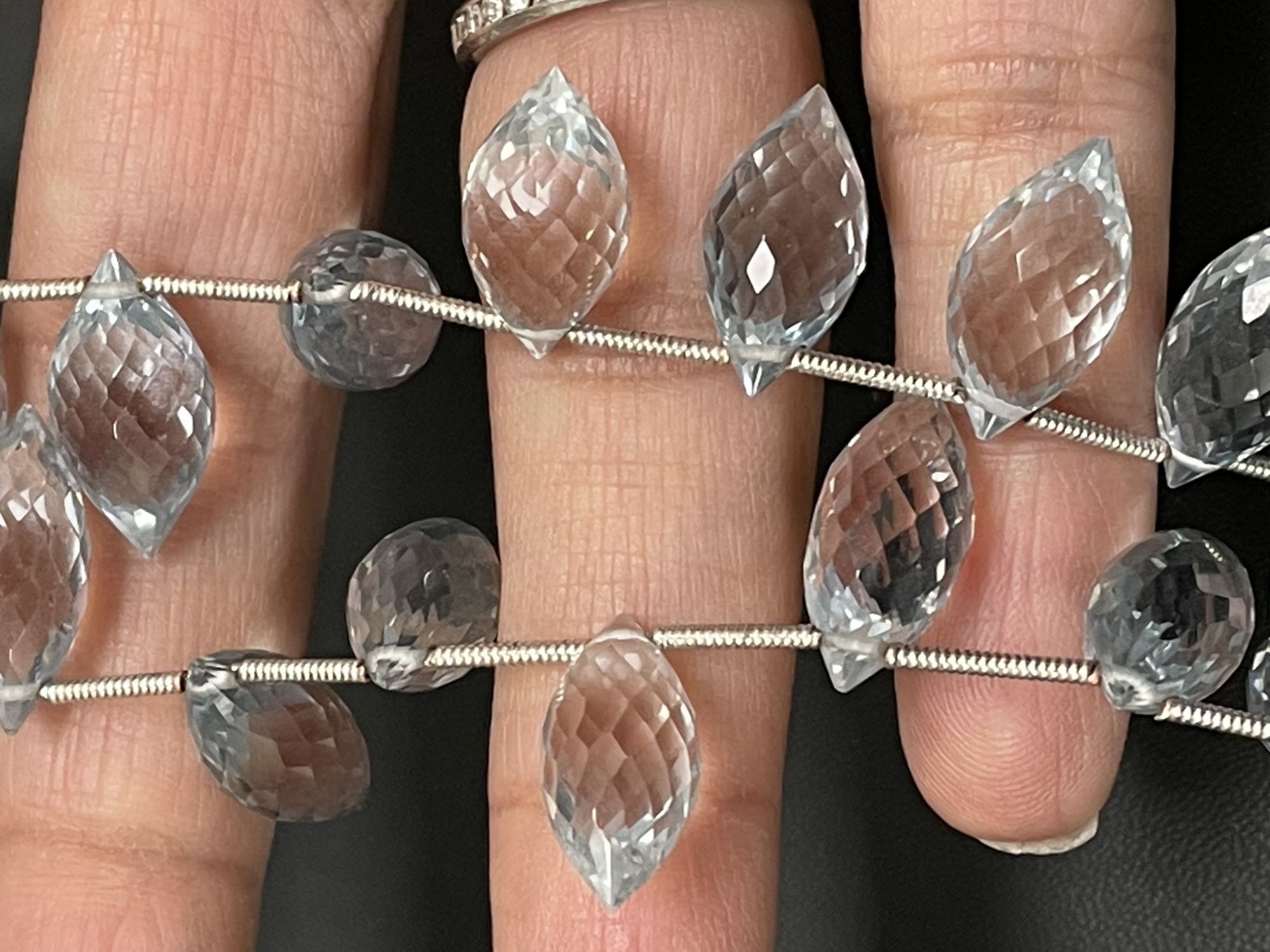 Aqua Hydro Quartz Puff Marquise Faceted