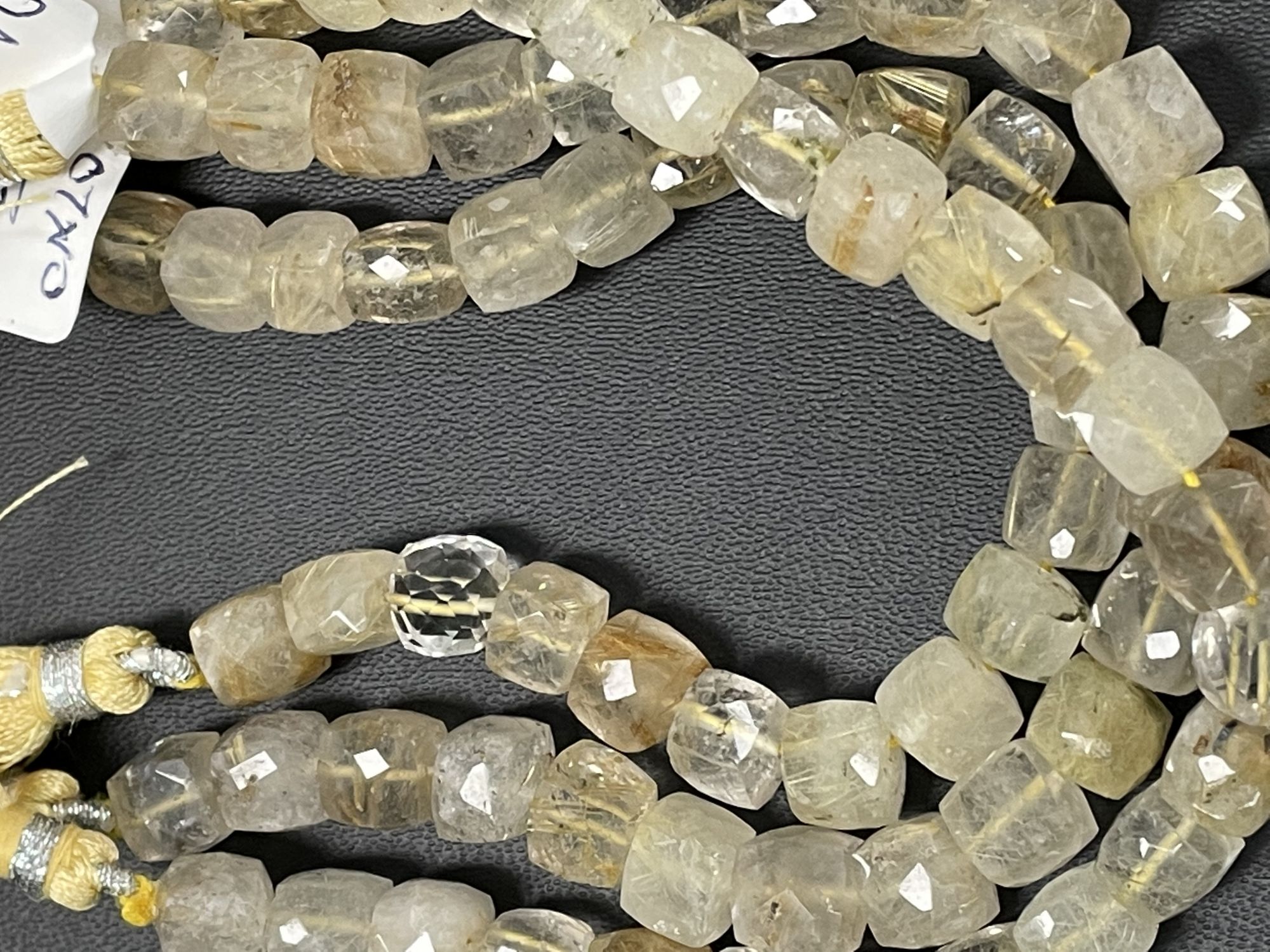 Golden Rutilated Quartz Cubes Faceted