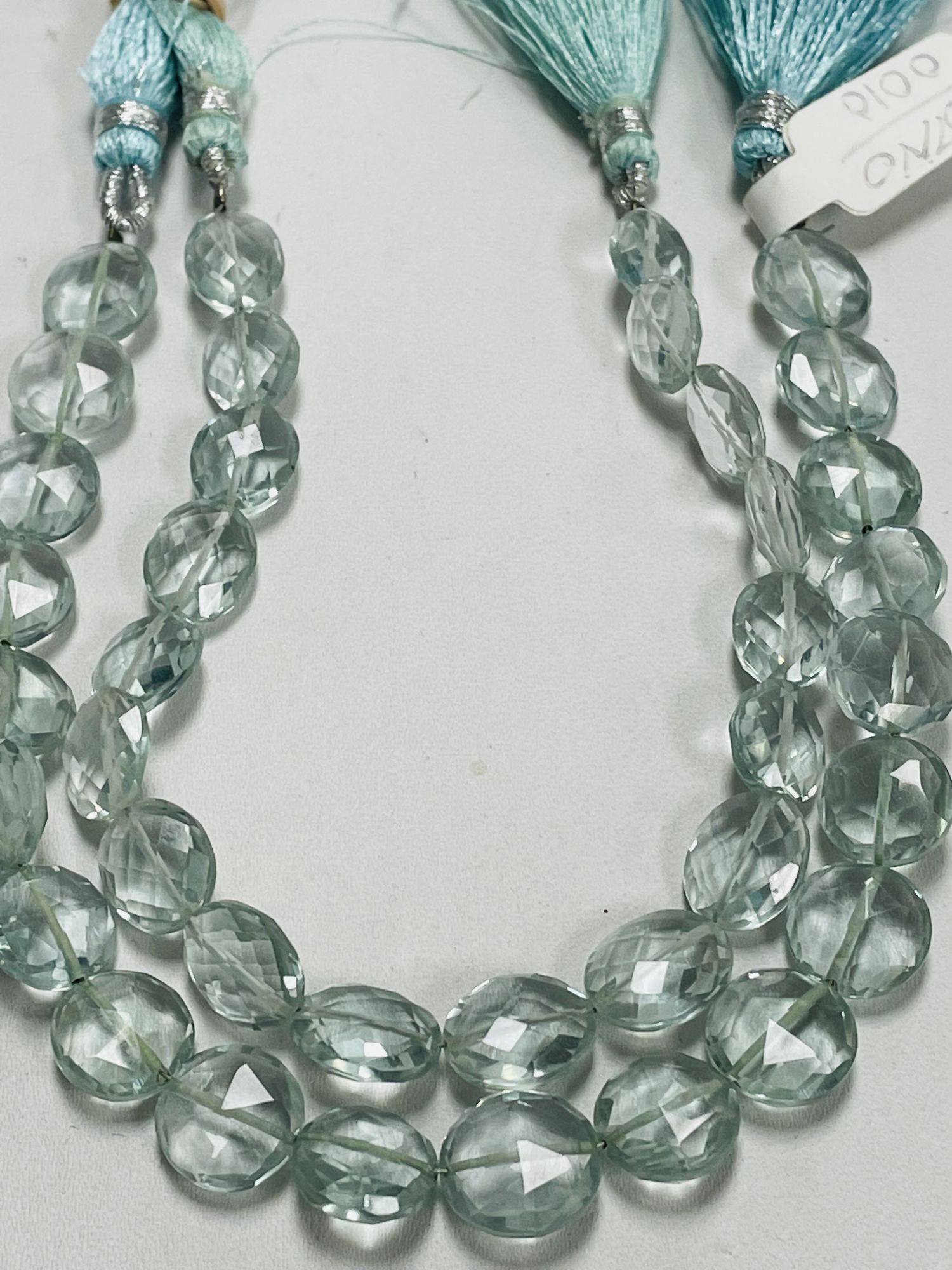 Aqua Hydro Quartz Coin Faceted
