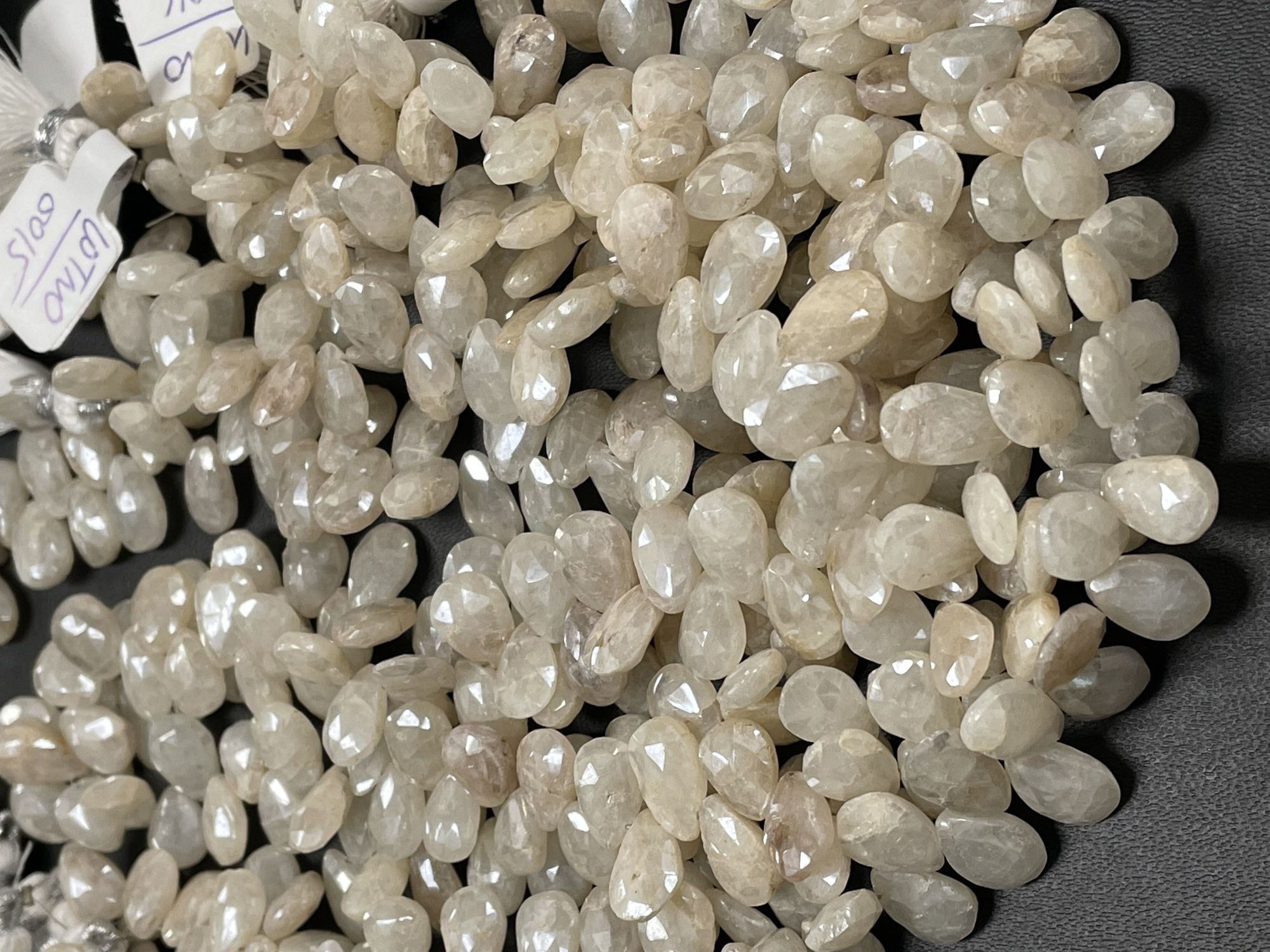 Pearl White Silverite Pear Faceted