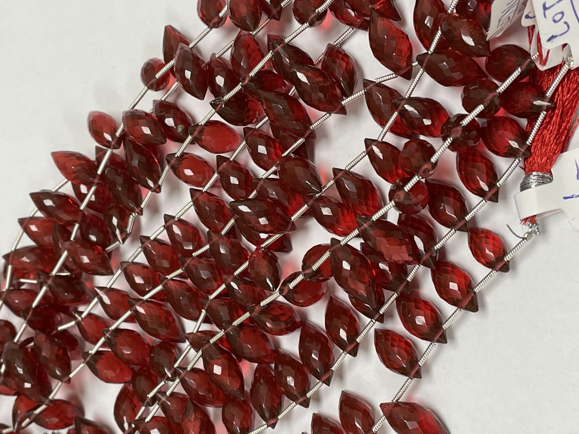 Red Hydro Quartz Puff Marquise Faceted