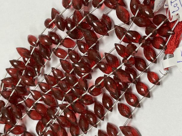 Red Hydro Quartz Puff Marquise Faceted