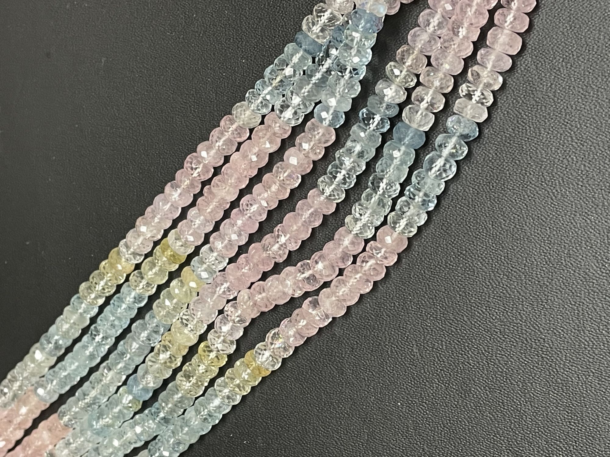 Multi Aquamarine Rondelle Faceted