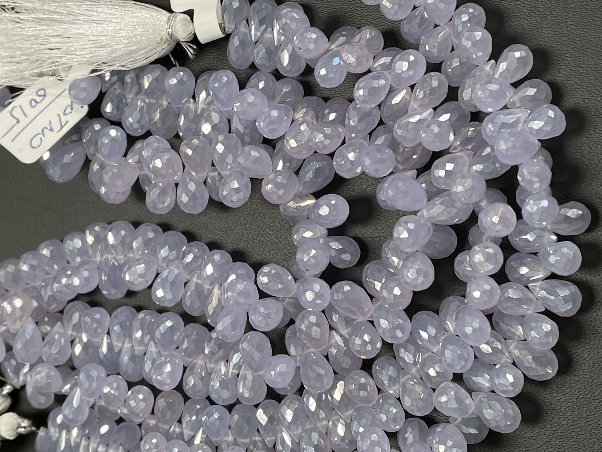 Coated Purple Chalcedony Drop Faceted