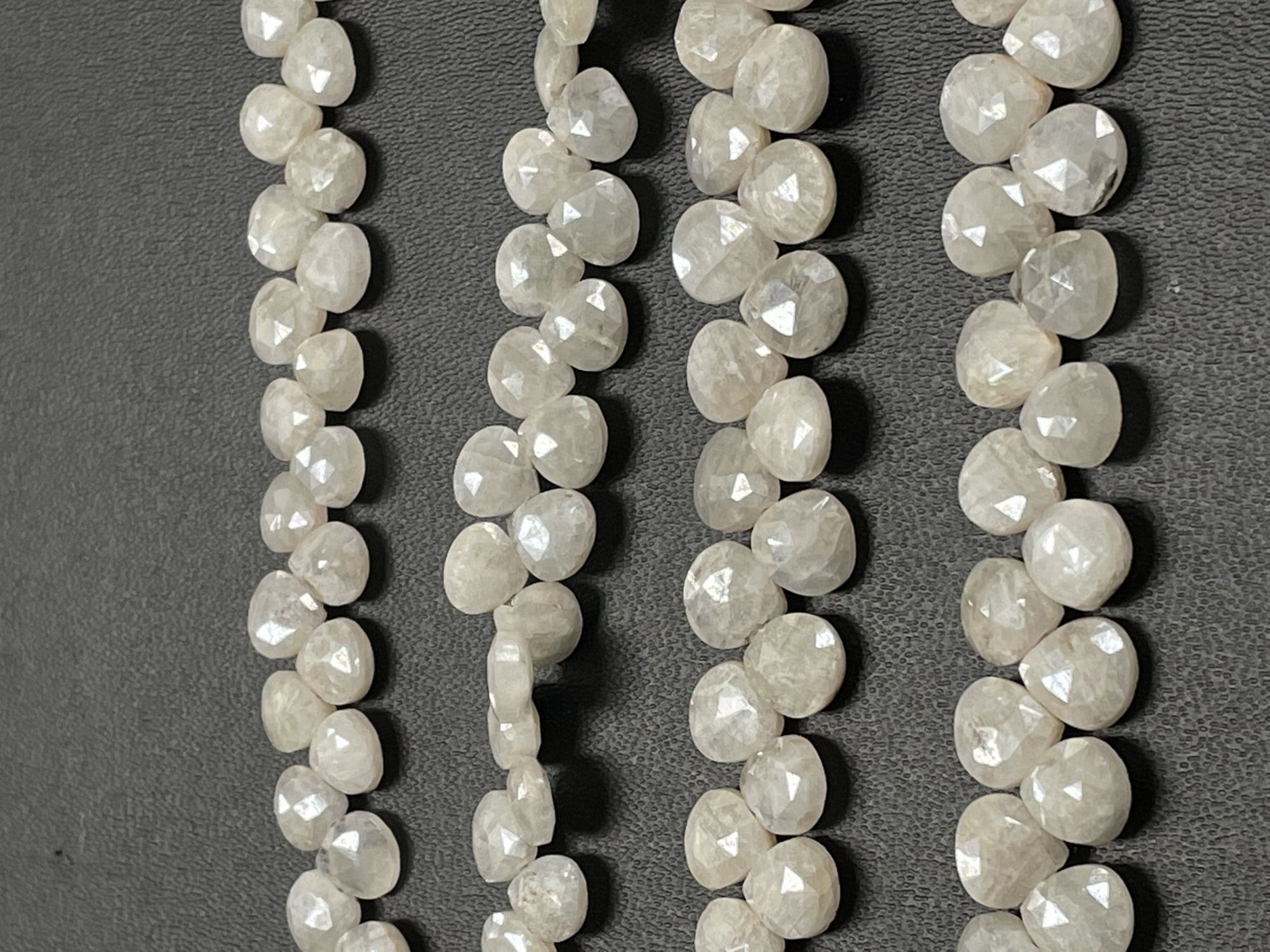 Pearl White Silverite Heart Faceted