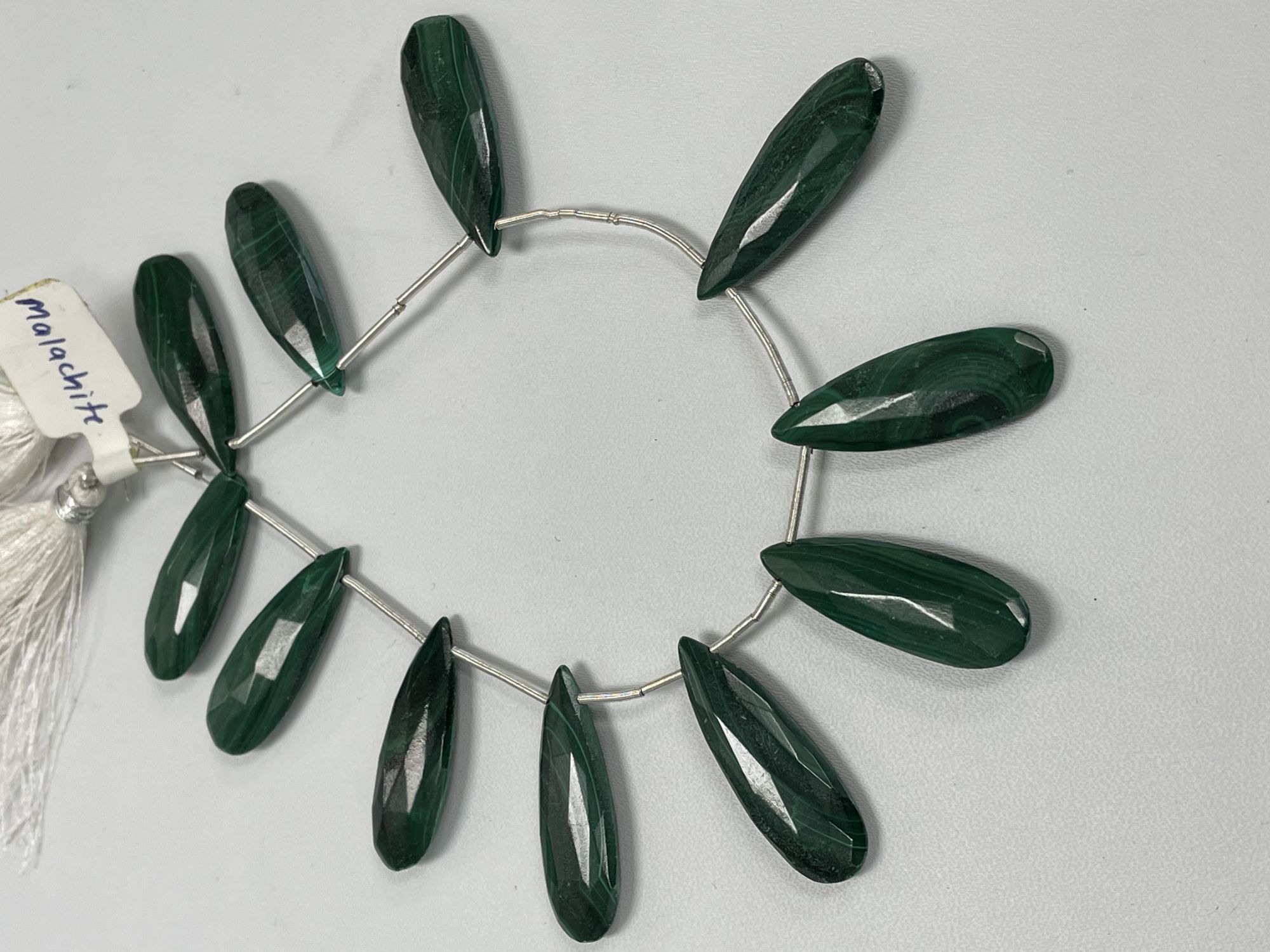 Malachite Long Pear Faceted