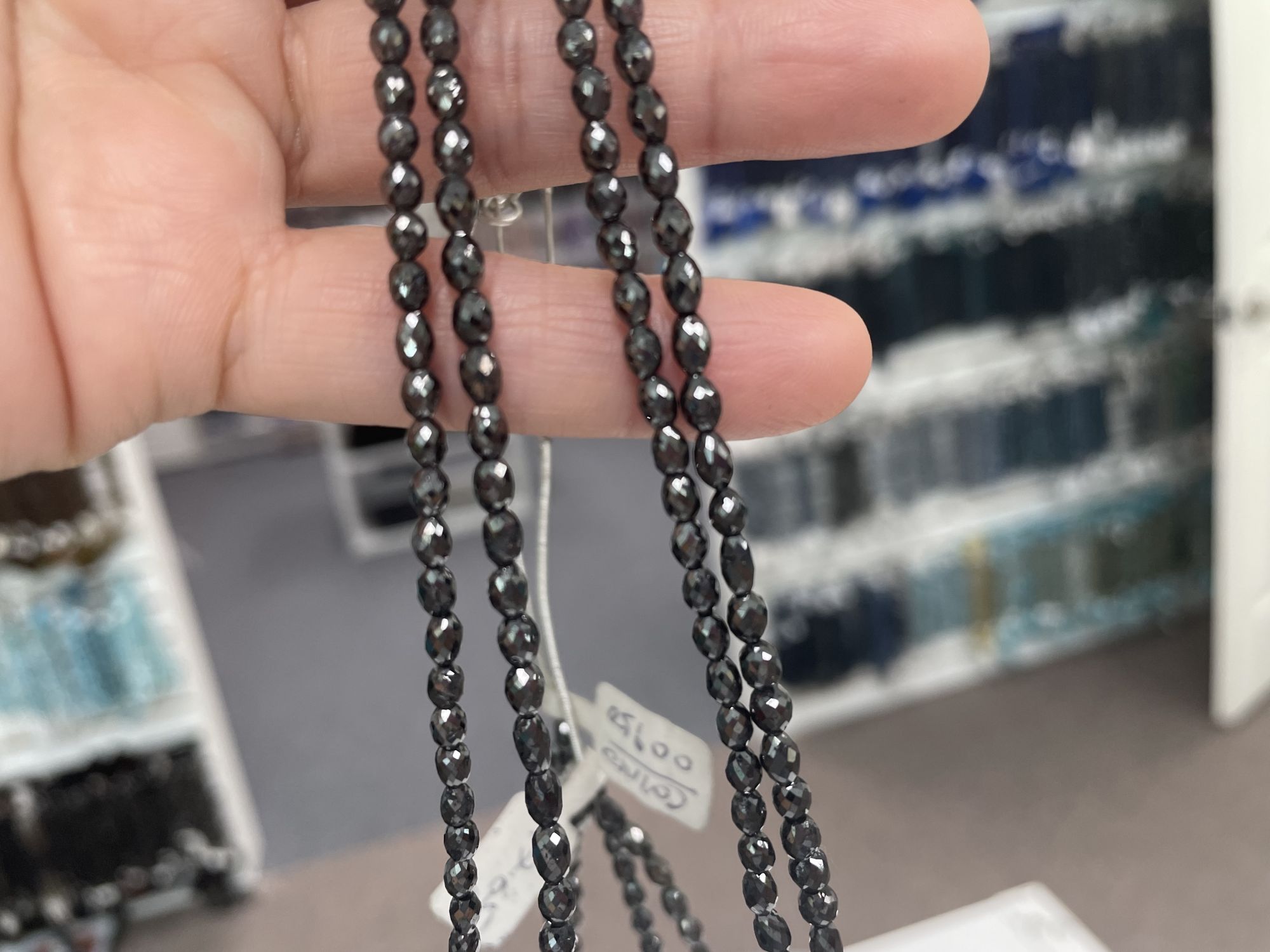 Natural Black Diamond Oval Beads Faceted