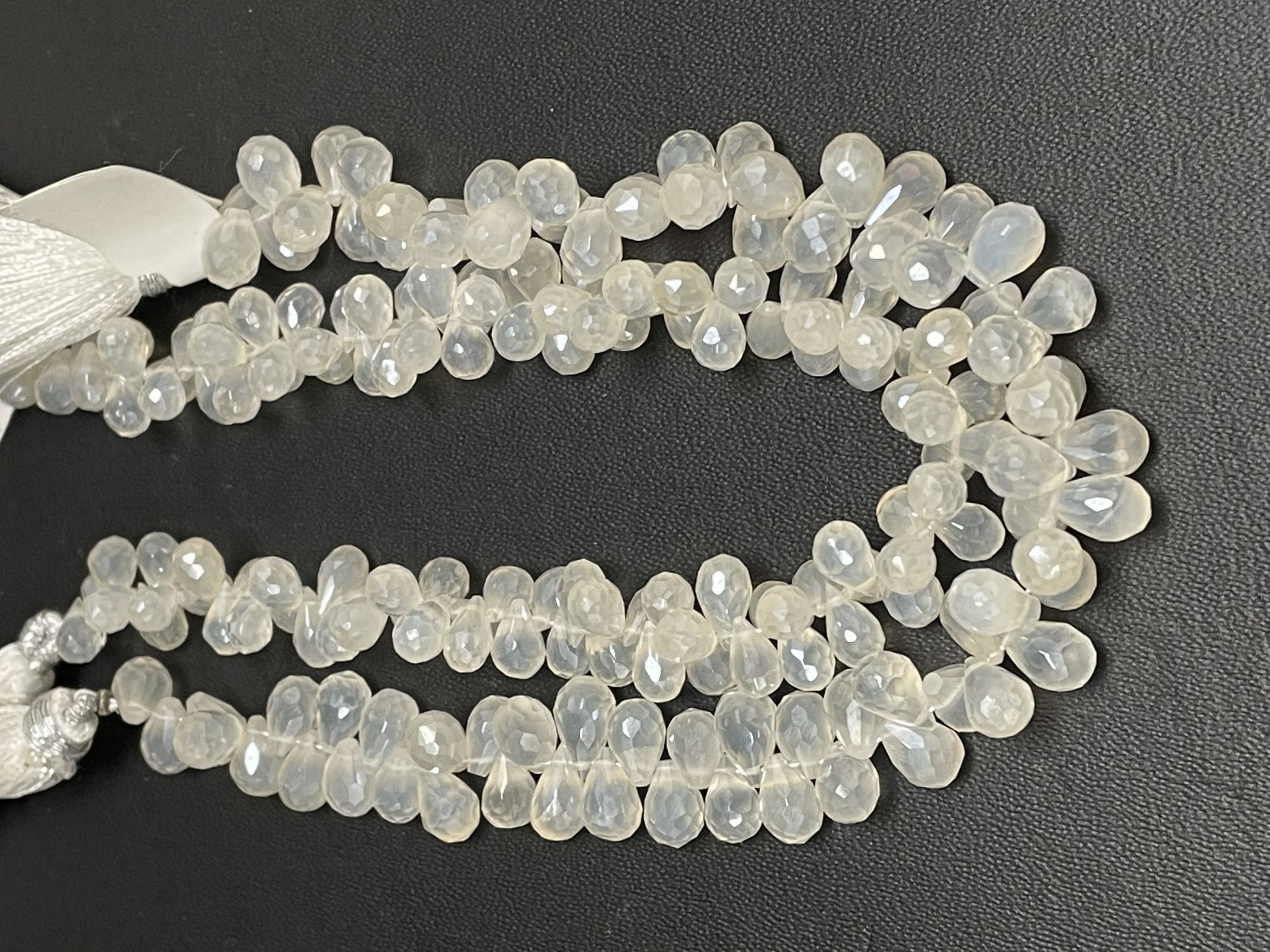 Coated Pearl Chalcedony Drops Faceted