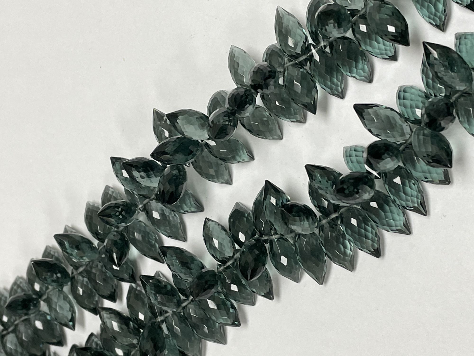 Grey Hydro Quartz Puff Marquise Faceted