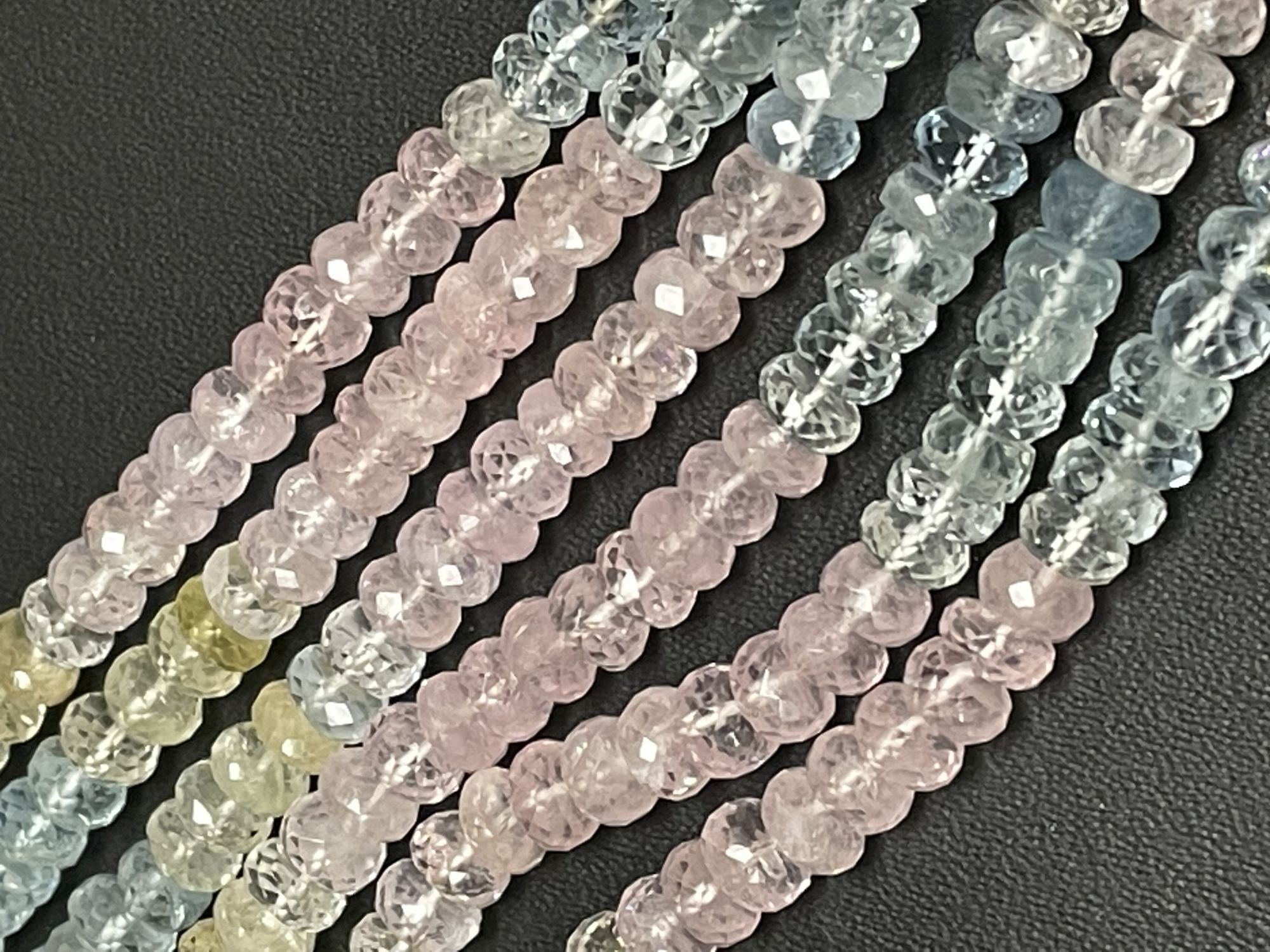Multi Aquamarine Rondelle Faceted