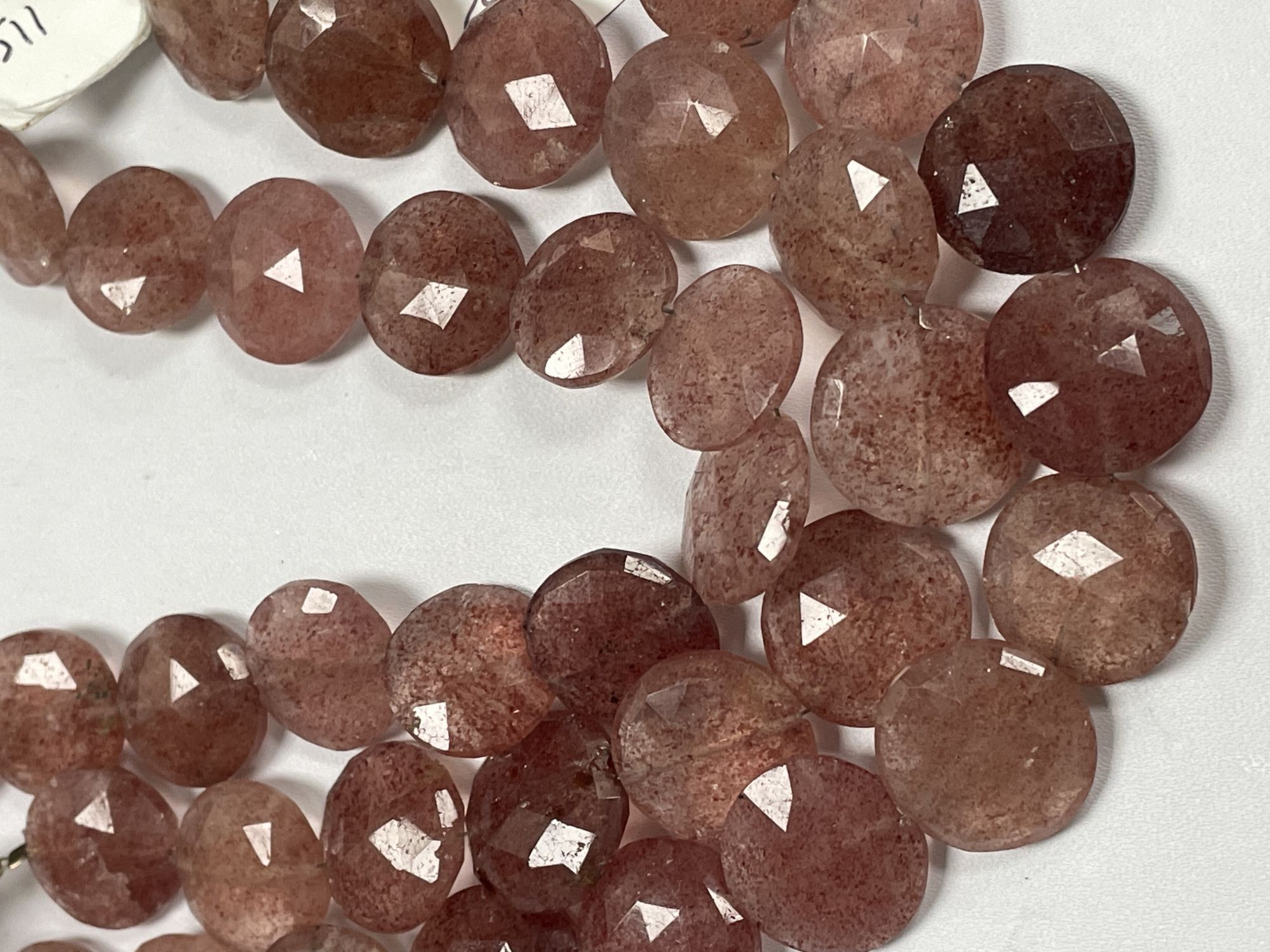 Pink Strawberry Quartz Coin Faceted