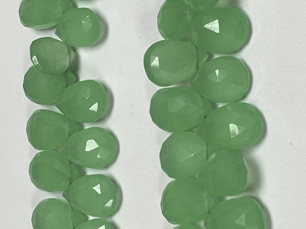 Green Chalcedony Pears Faceted