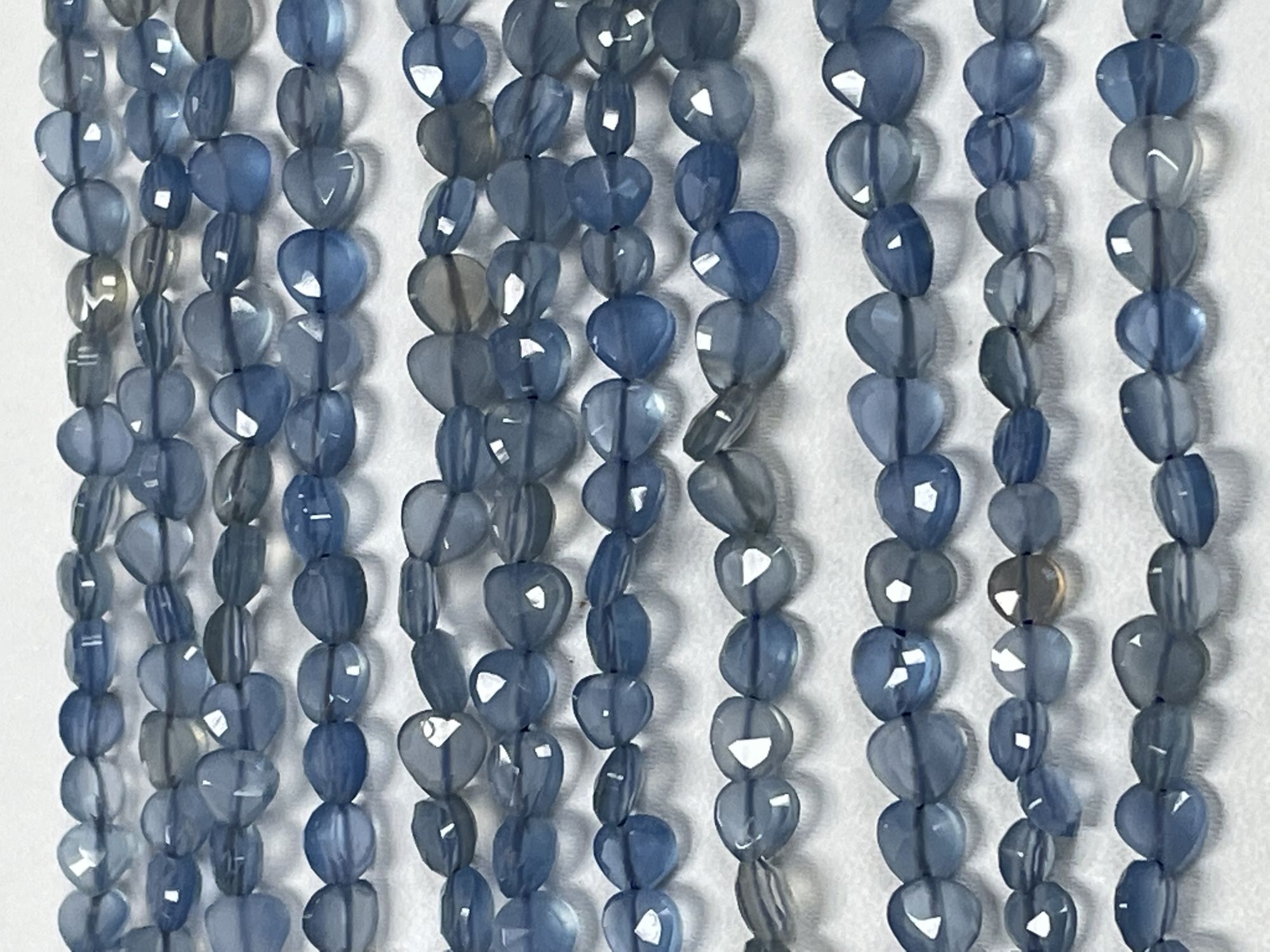 Blue Chalcedony Heart Straight Drill Faceted