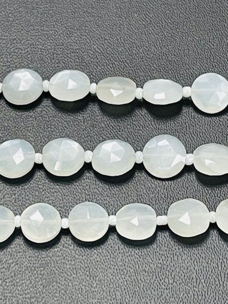White Moonstone Coin Faceted