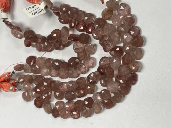 Pink Strawberry Quartz Heart Faceted