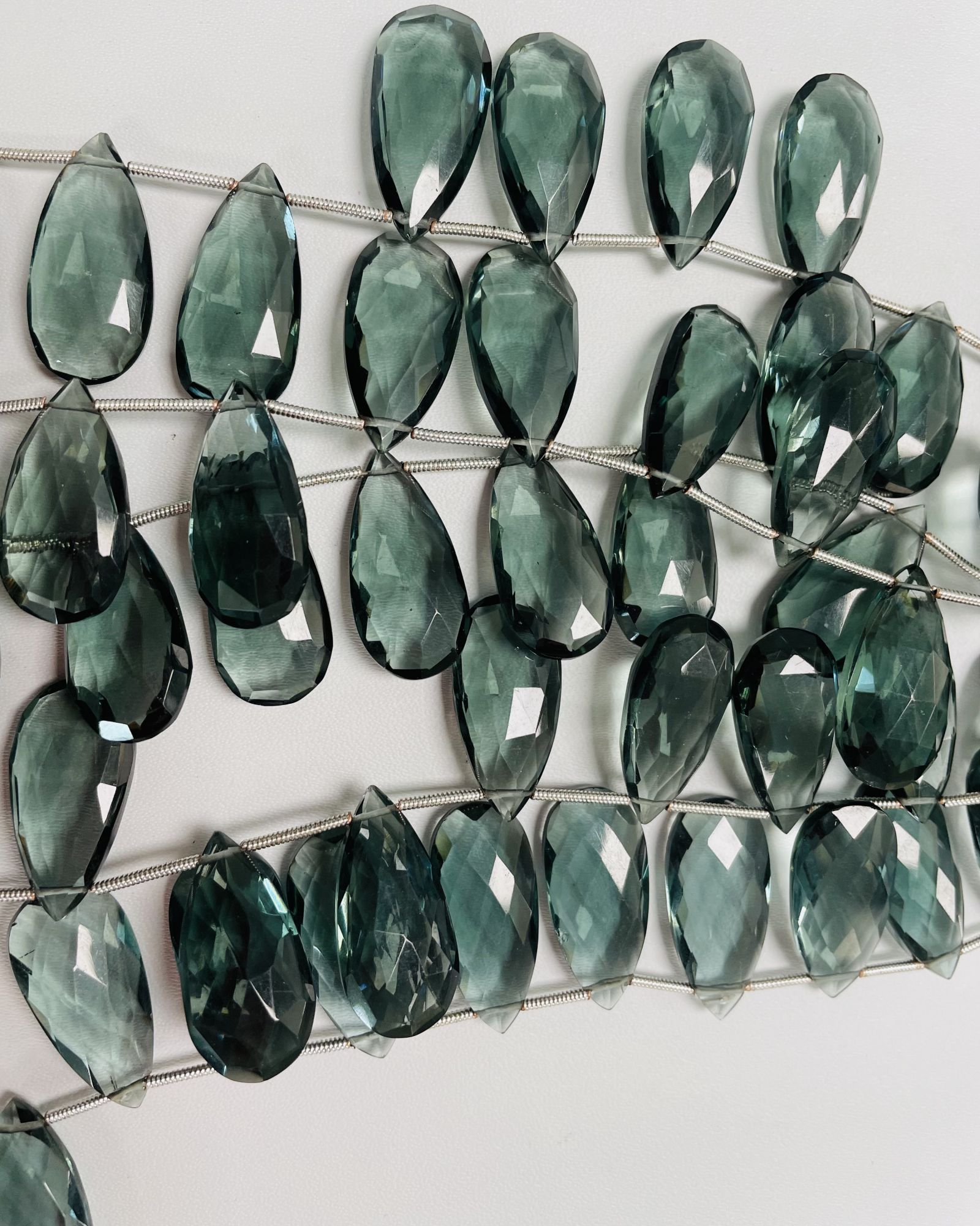 Grey Hydro Quartz Pear Faceted