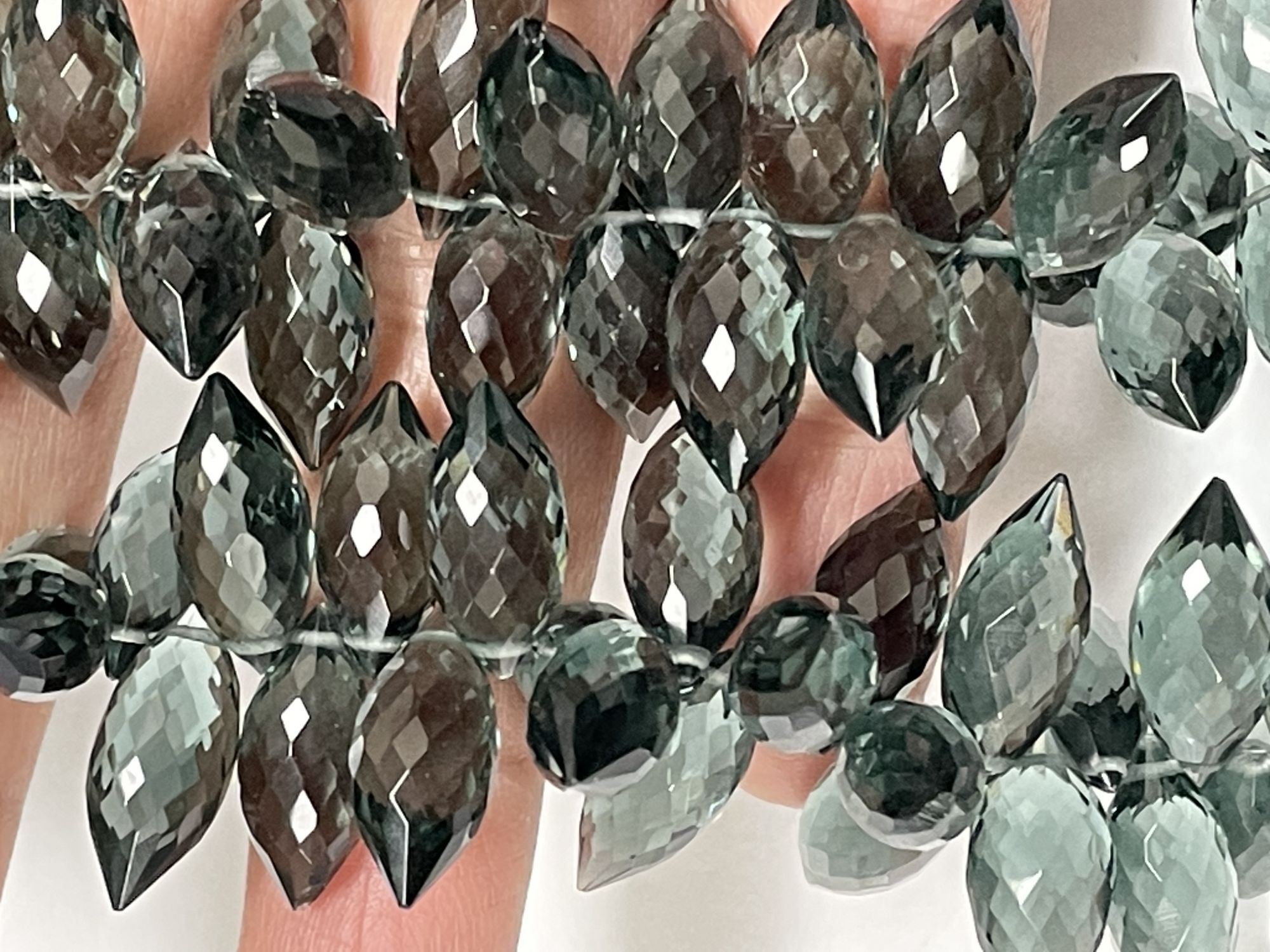 Grey Hydro Quartz Puff Marquise Faceted