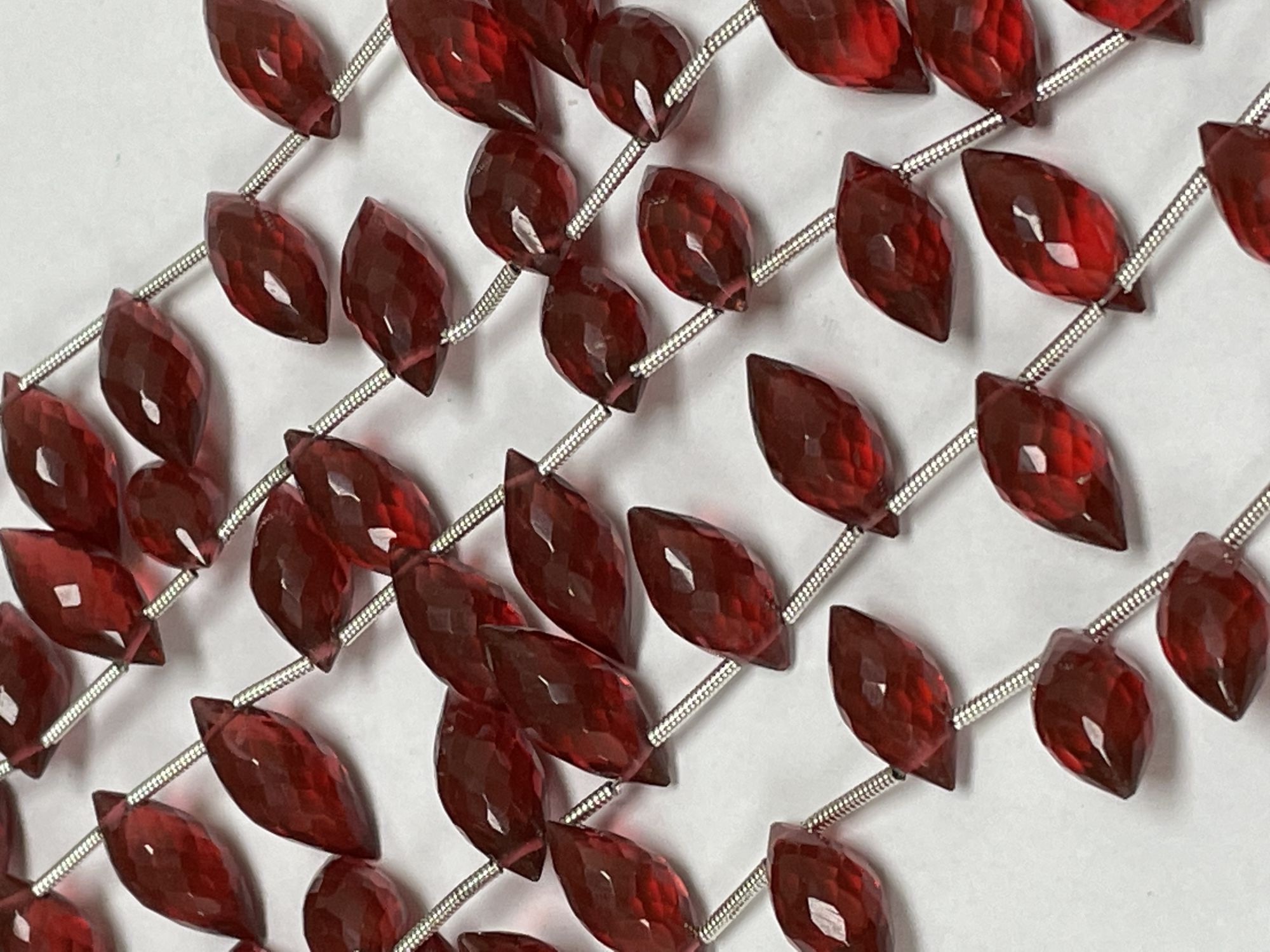 Red Hydro Quartz Puff Marquise Faceted