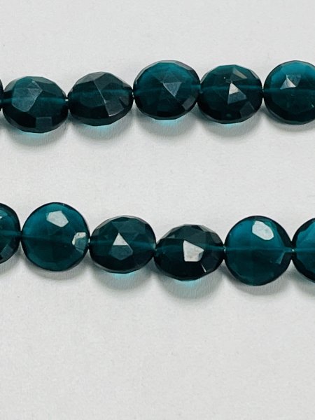 Dark Teal Hydro Quartz Coin Faceted