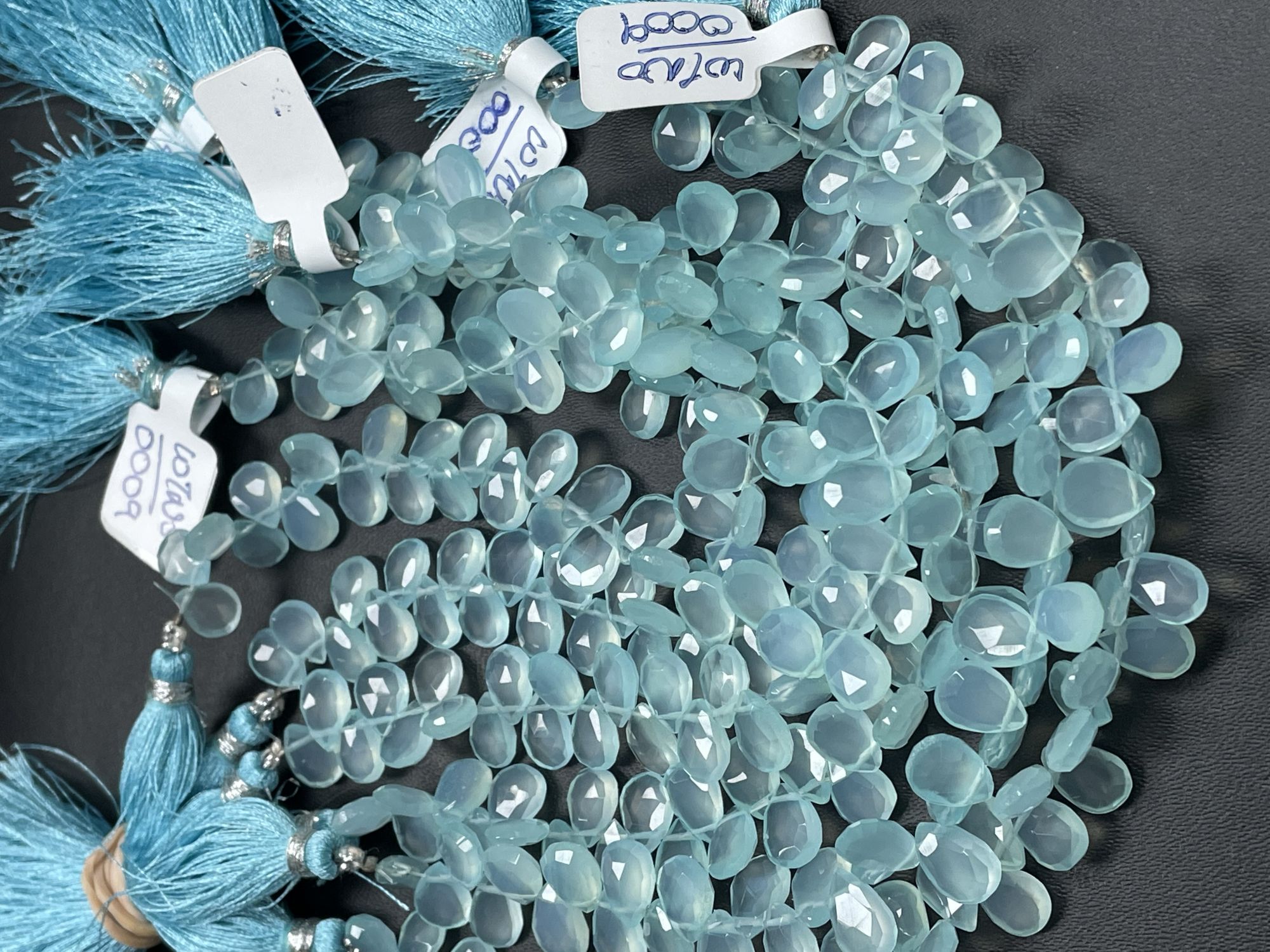 Aqua Chalcedony Pear Faceted