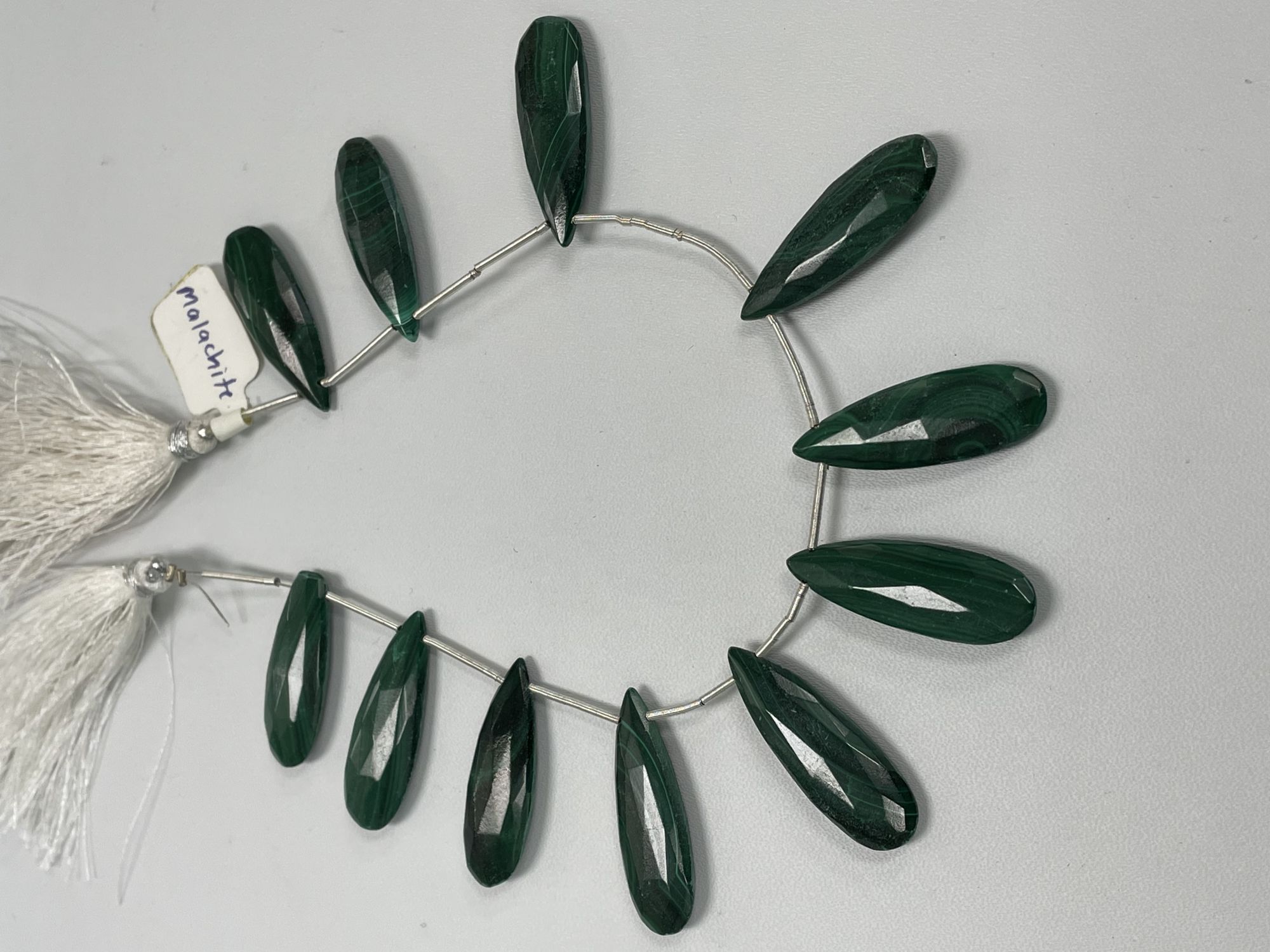 Malachite Long Pear Faceted