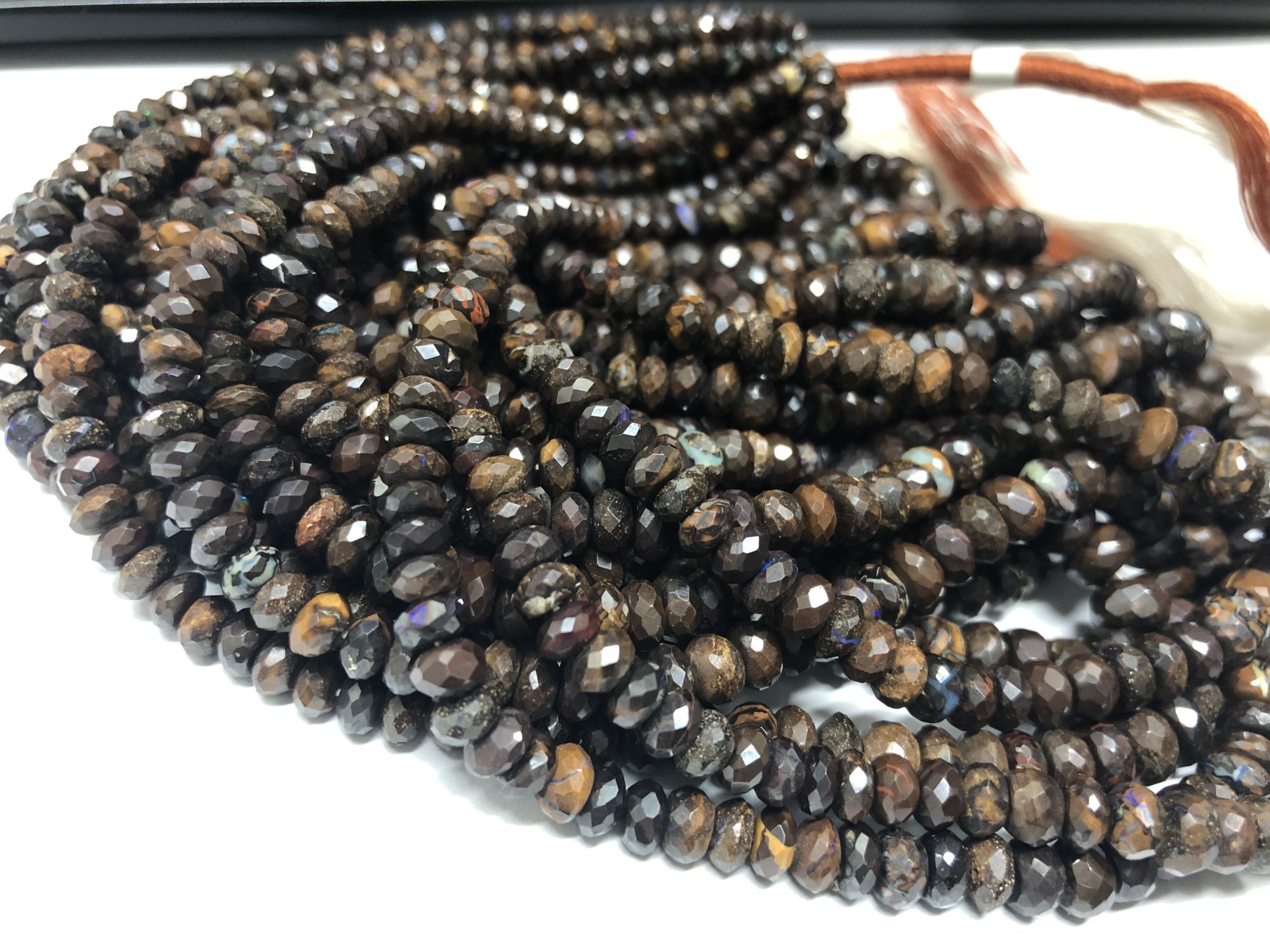 Natural Boulder Opal Rondelles Faceted