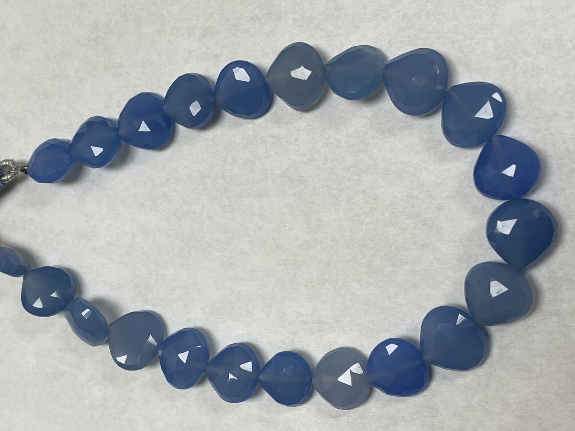 Blue Chalcedony Straight Drill Heart Faceted