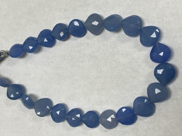 Blue Chalcedony Straight Drill Heart Faceted