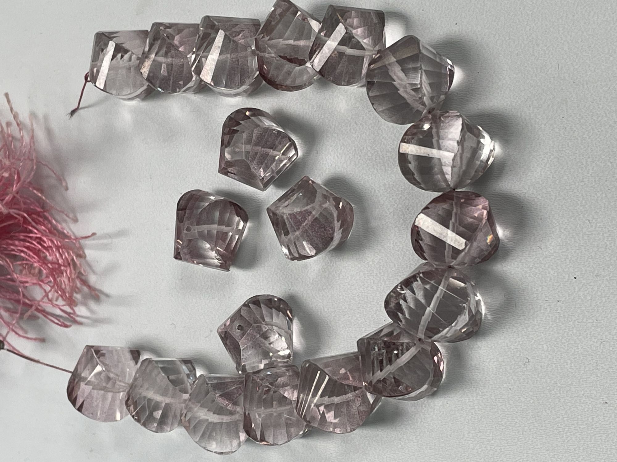 Pink Mystic Quartz Twisted Cubes Faceted