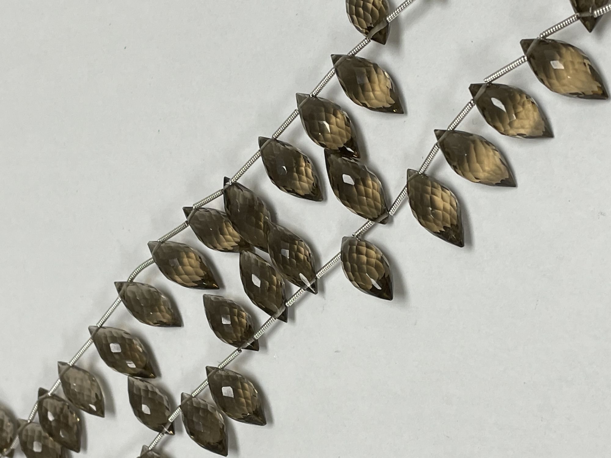 Brown Hydro Quartz Puff Marquise Faceted