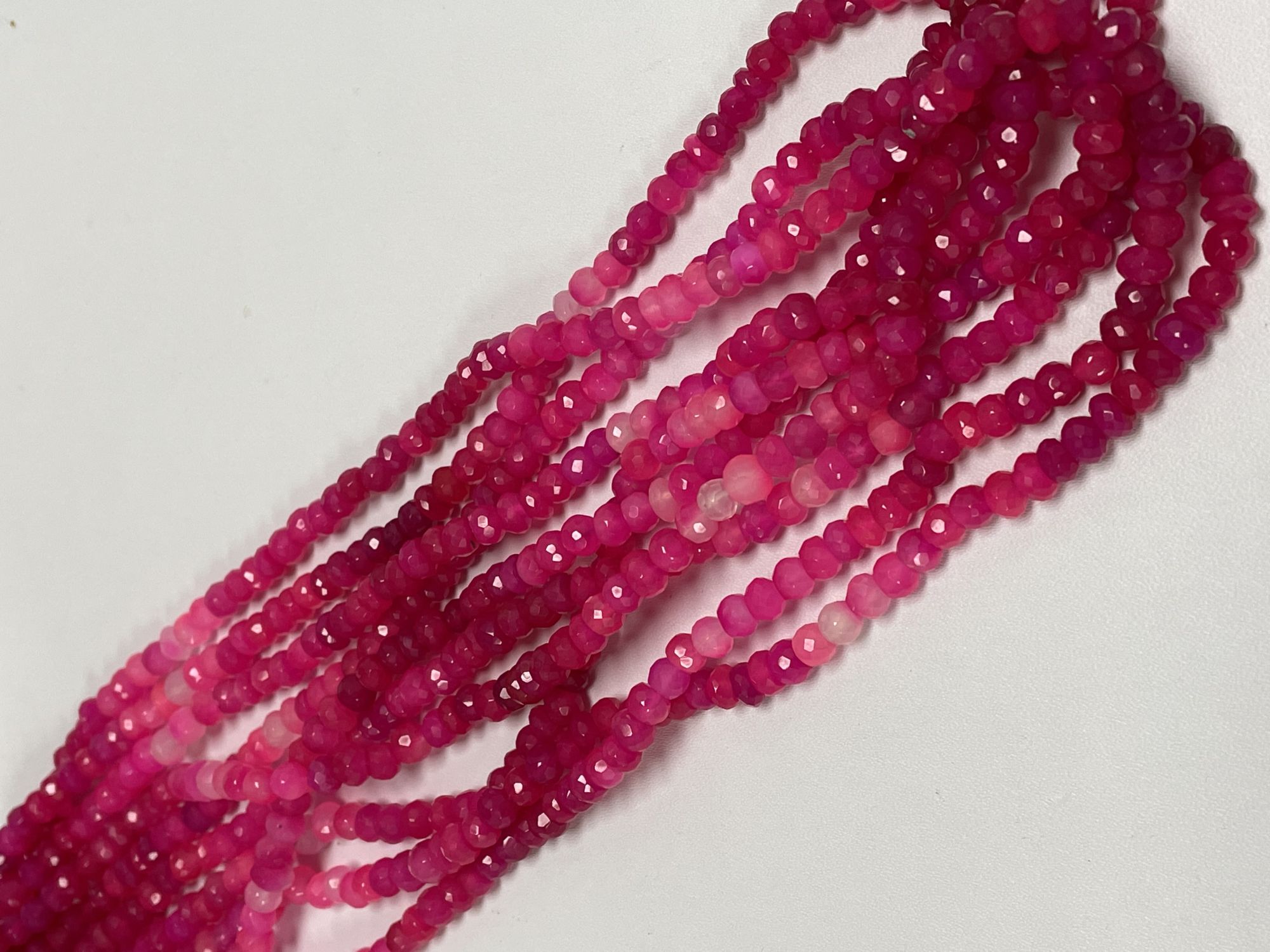 Shaded Pink Chalcedony Rondelle Faceted