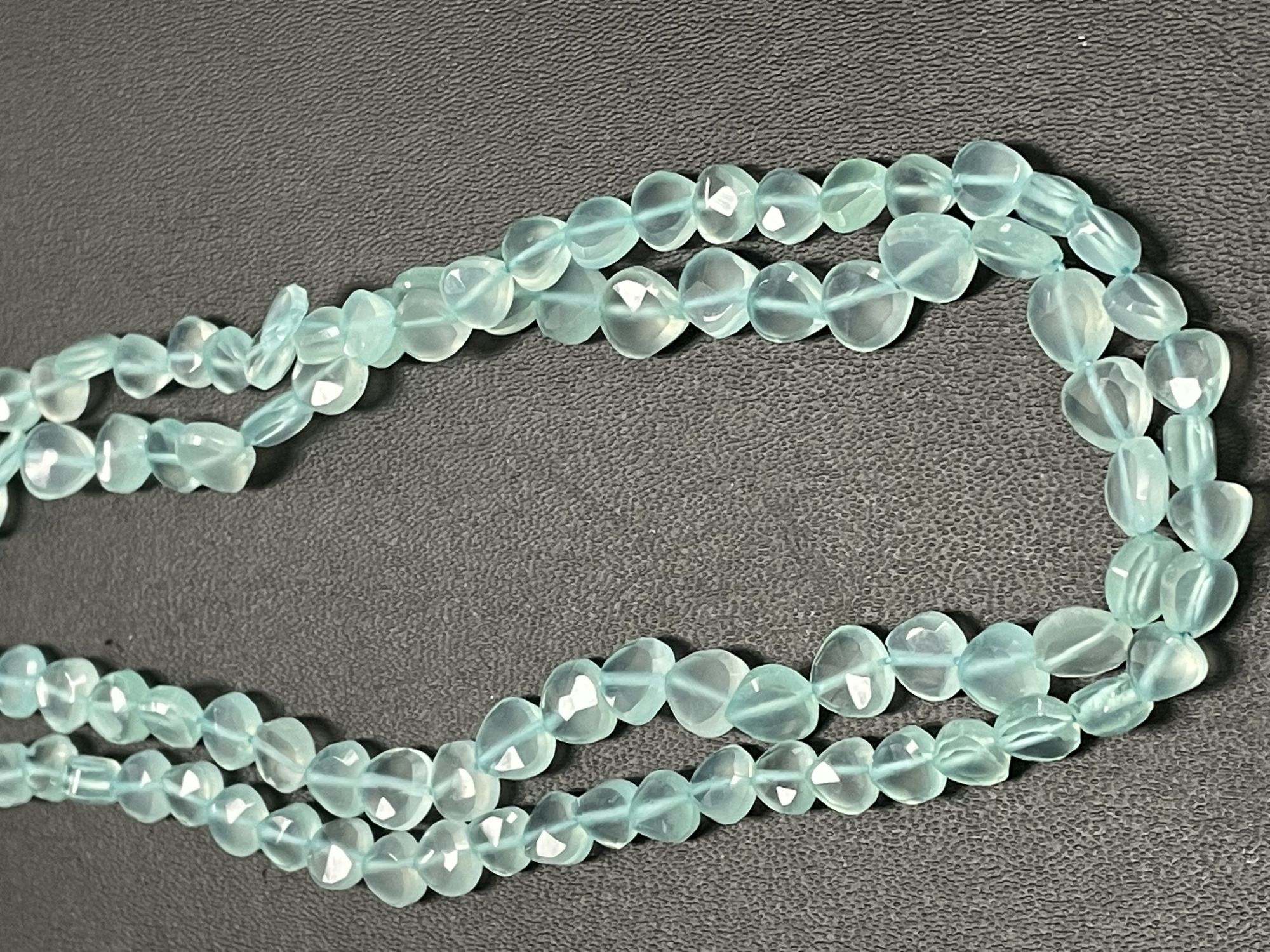 Aqua Chalcedony Heart Straight Drill Faceted